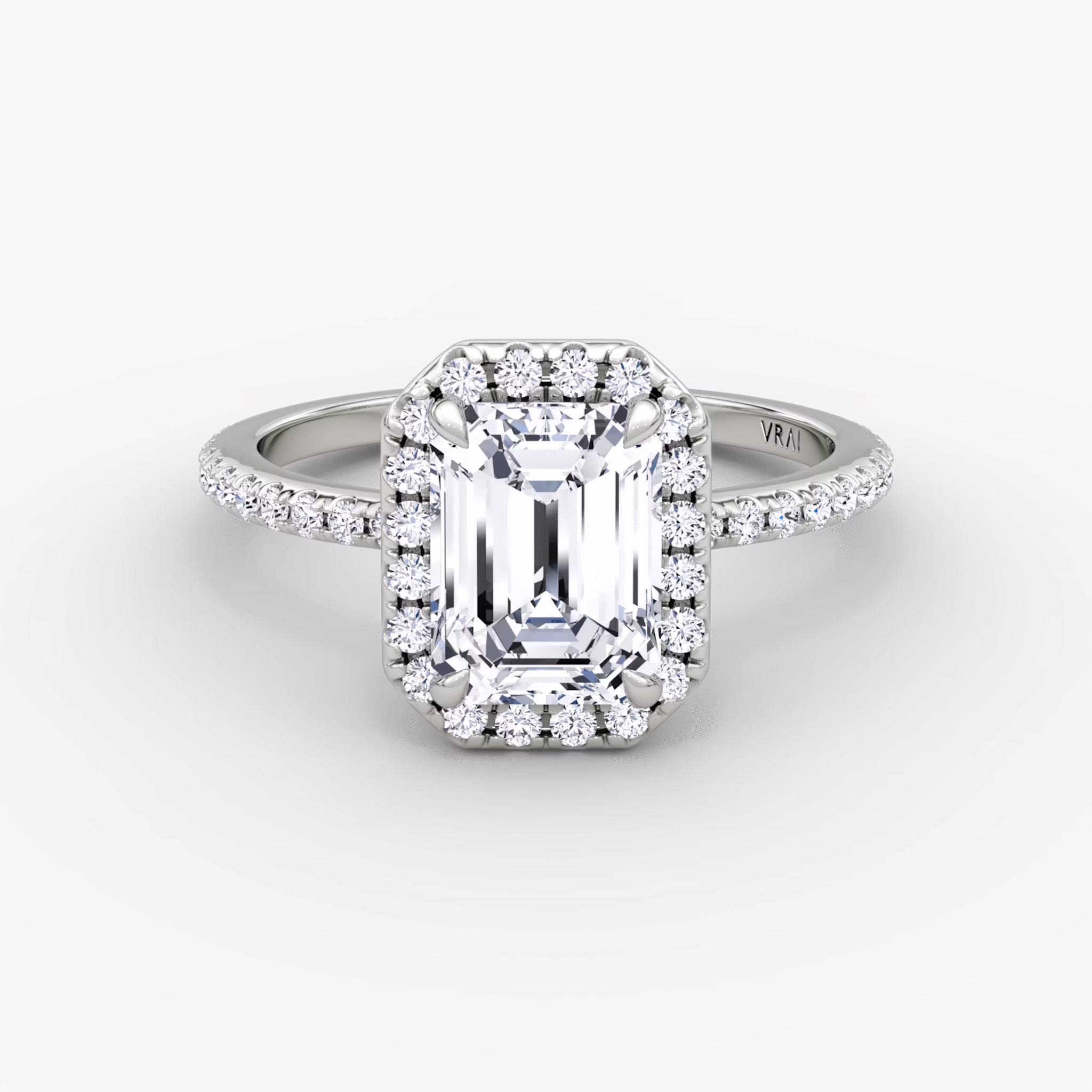 The Halo Emerald | White Gold