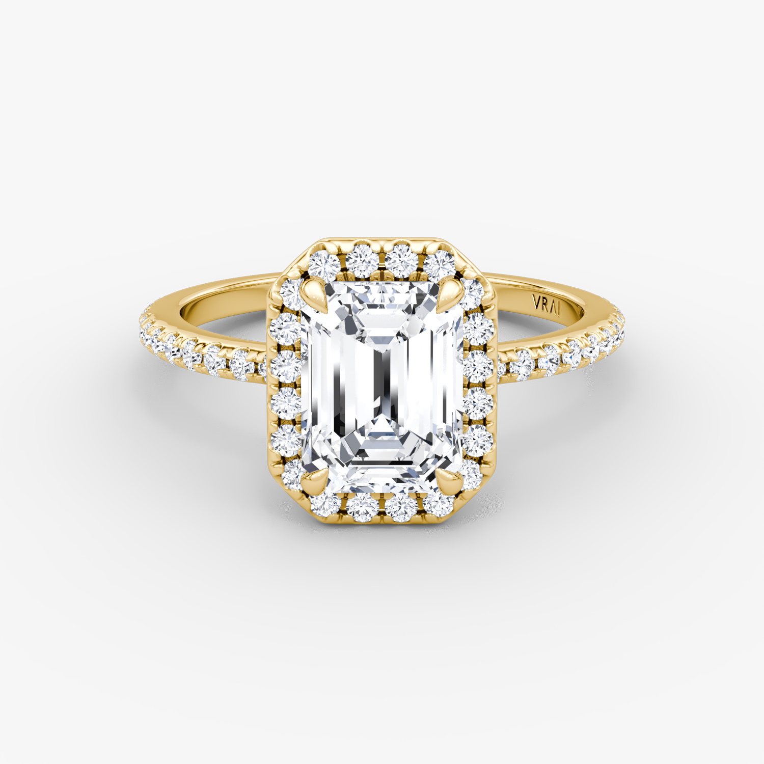 Anillo de compromiso Halo Esmeralda | Yellow Gold