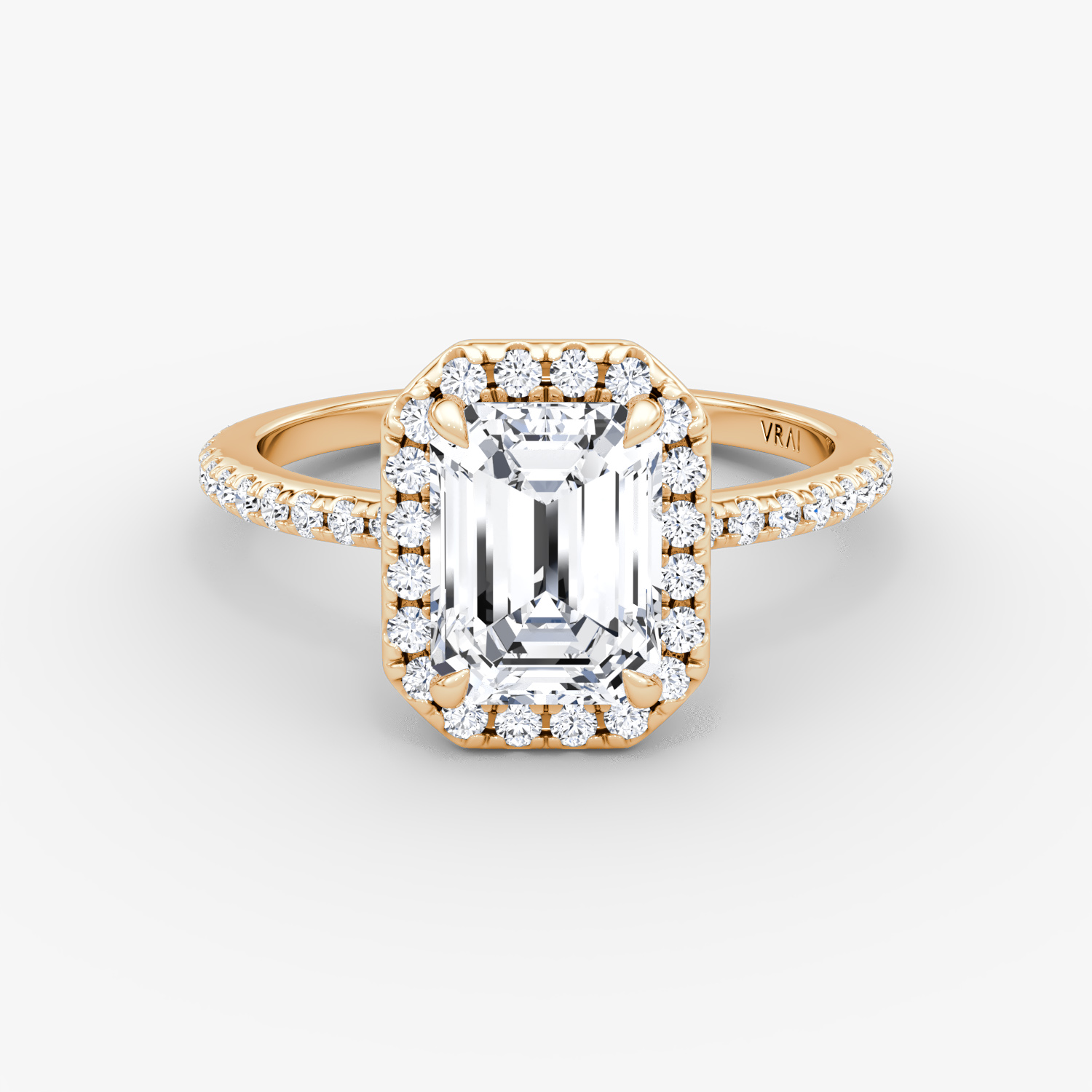 The Halo Emerald | Rose Gold