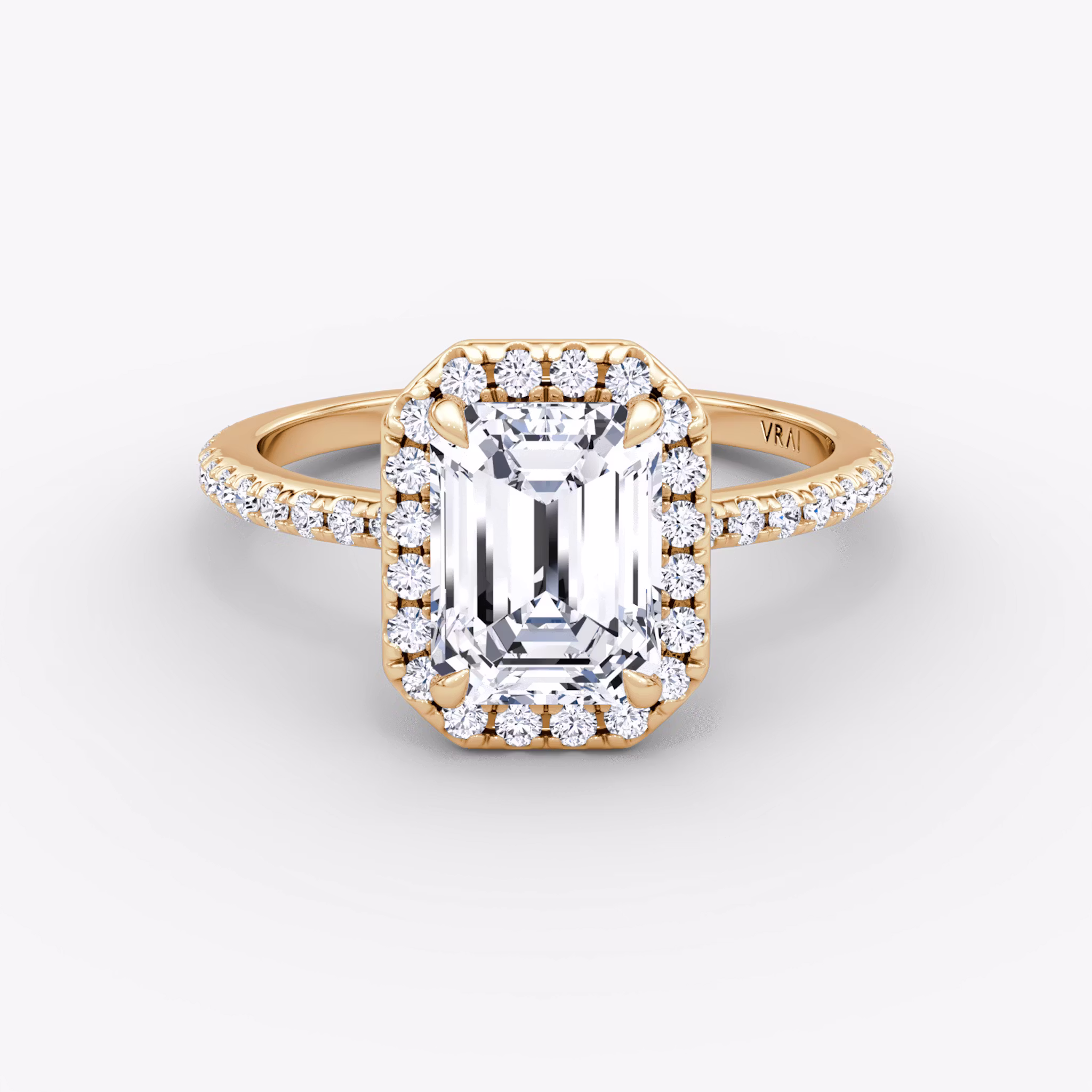The Halo Emerald | Rose Gold