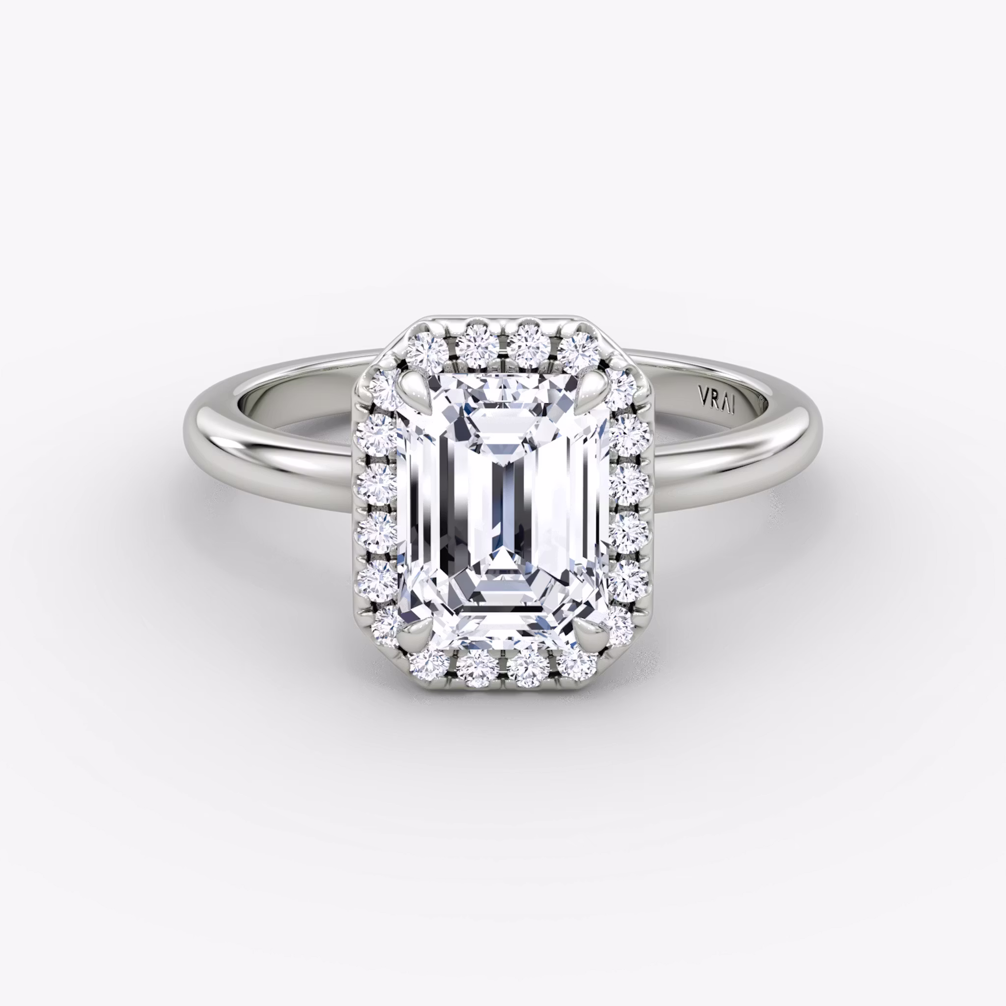 The Halo Emerald | White Gold