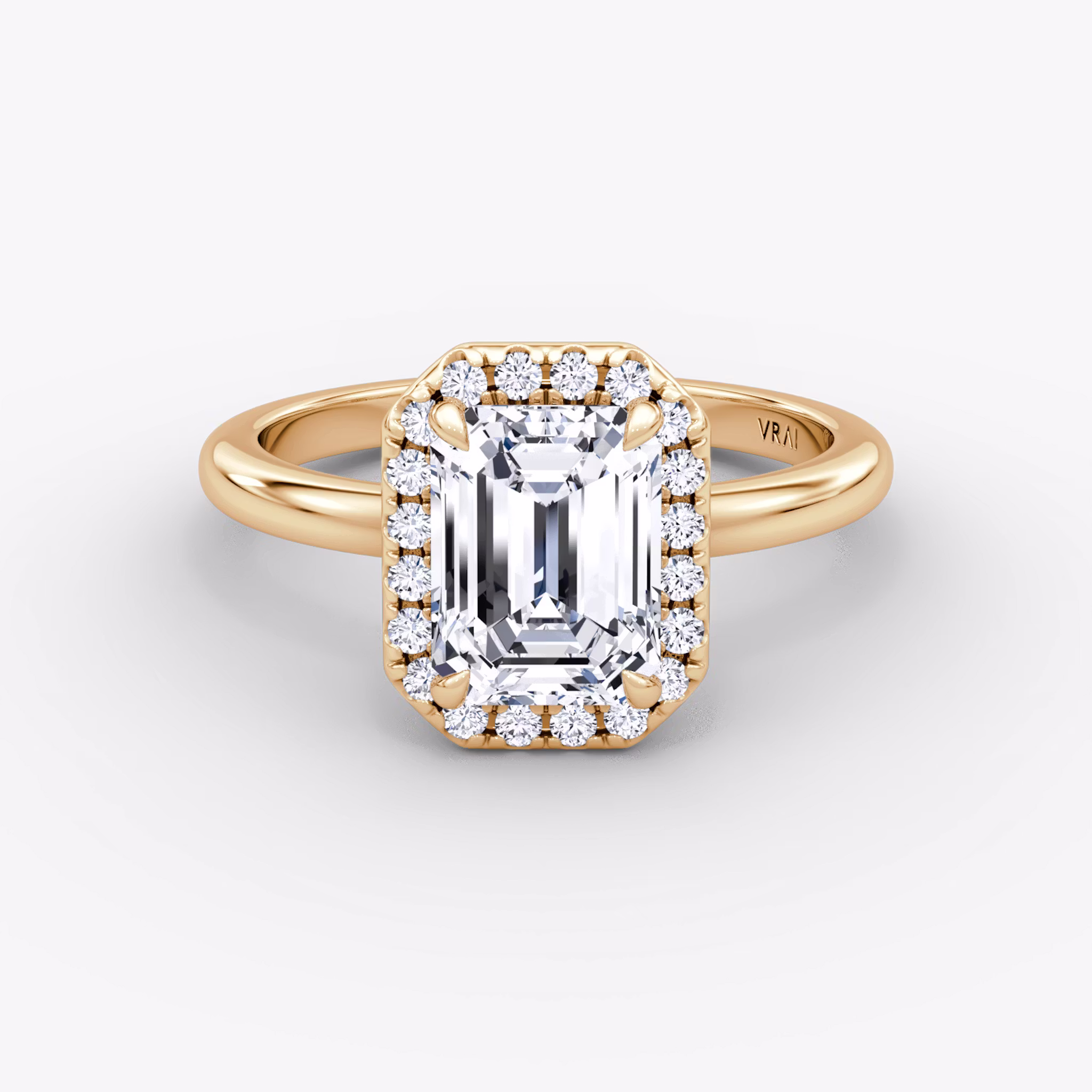 The Halo Emerald | Rose Gold
