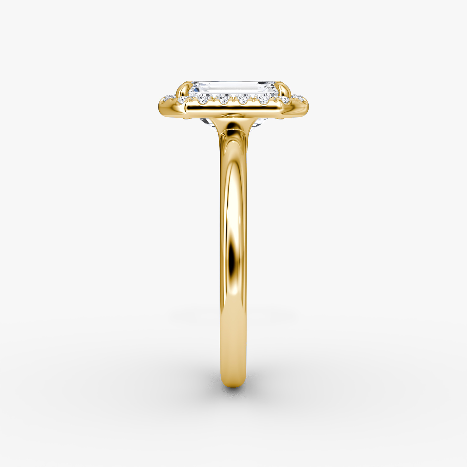 Halo | Emerald | 18k | Gelbgold | bandAccent: Ohne Pavé-Besatz | haloSize: original | diamondOrientation: vertical | caratWeight: other