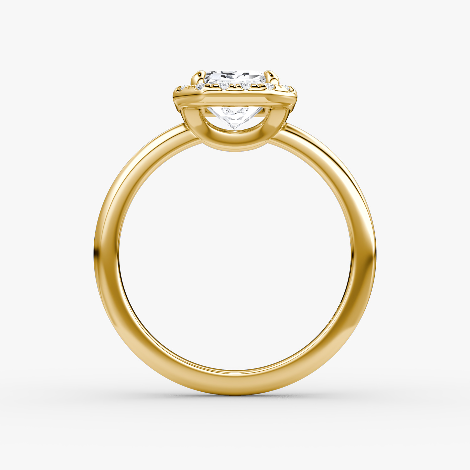 Halo | Emerald | 18k | Gelbgold | bandAccent: Ohne Pavé-Besatz | haloSize: original | diamondOrientation: vertical | caratWeight: other