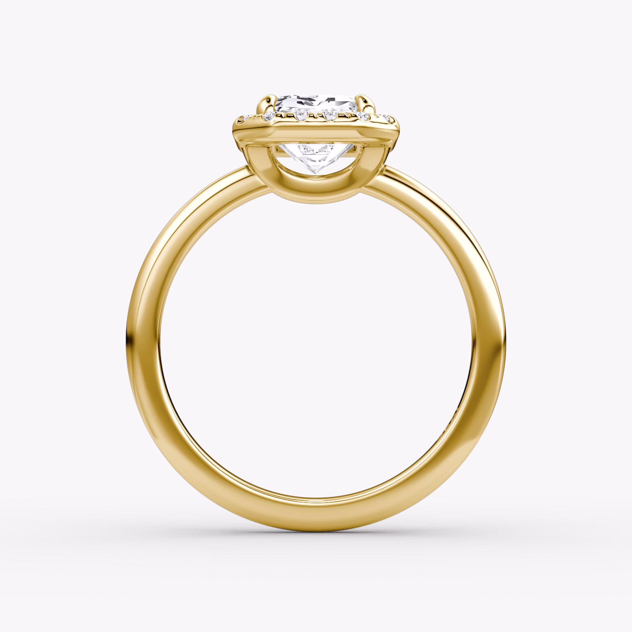 Halo | Emerald | 18k | Gelbgold | bandAccent: Ohne Pavé-Besatz | haloSize: original | diamondOrientation: vertical | caratWeight: other