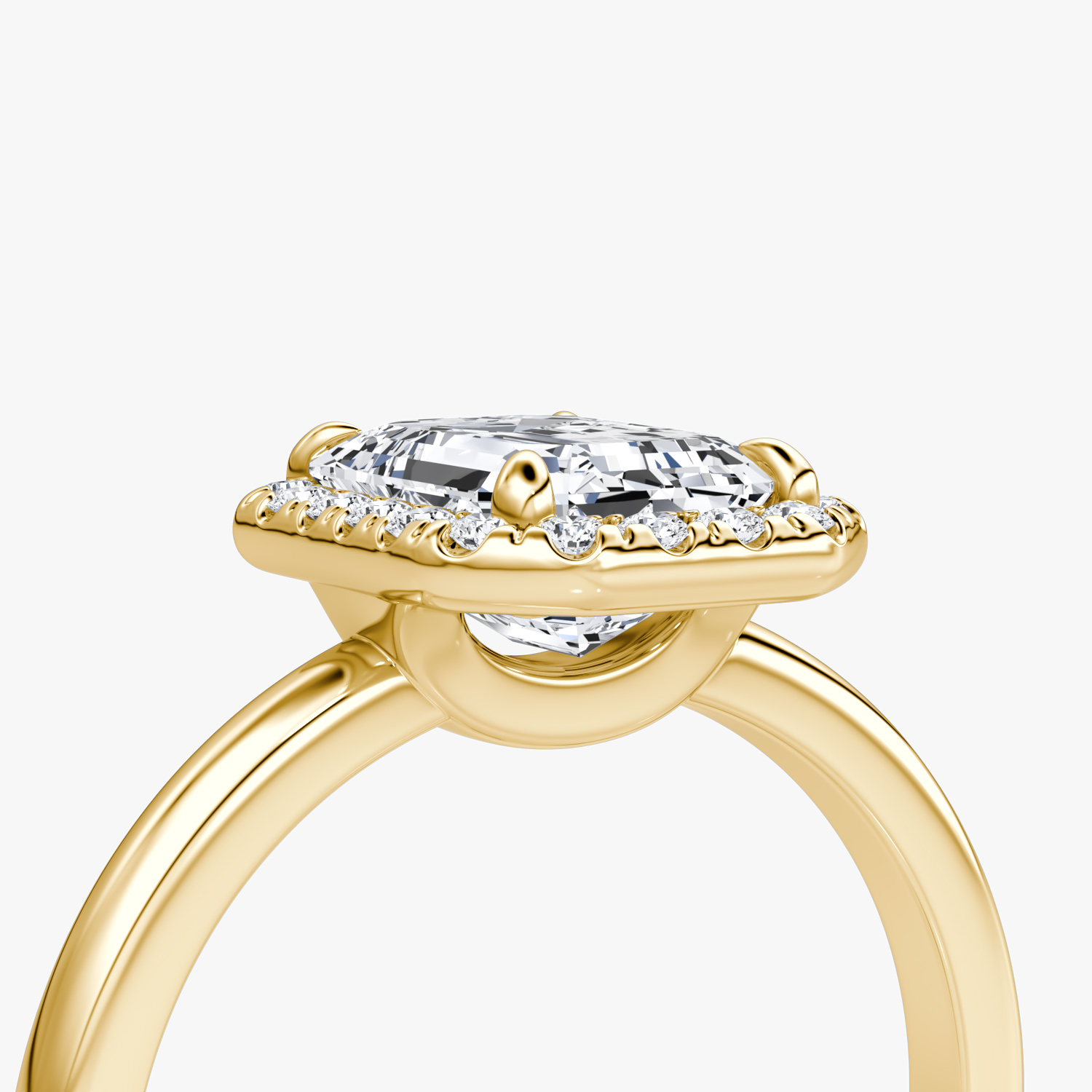 Halo | Emerald | 18k | Gelbgold | bandAccent: Ohne Pavé-Besatz | haloSize: original | diamondOrientation: vertical | caratWeight: other