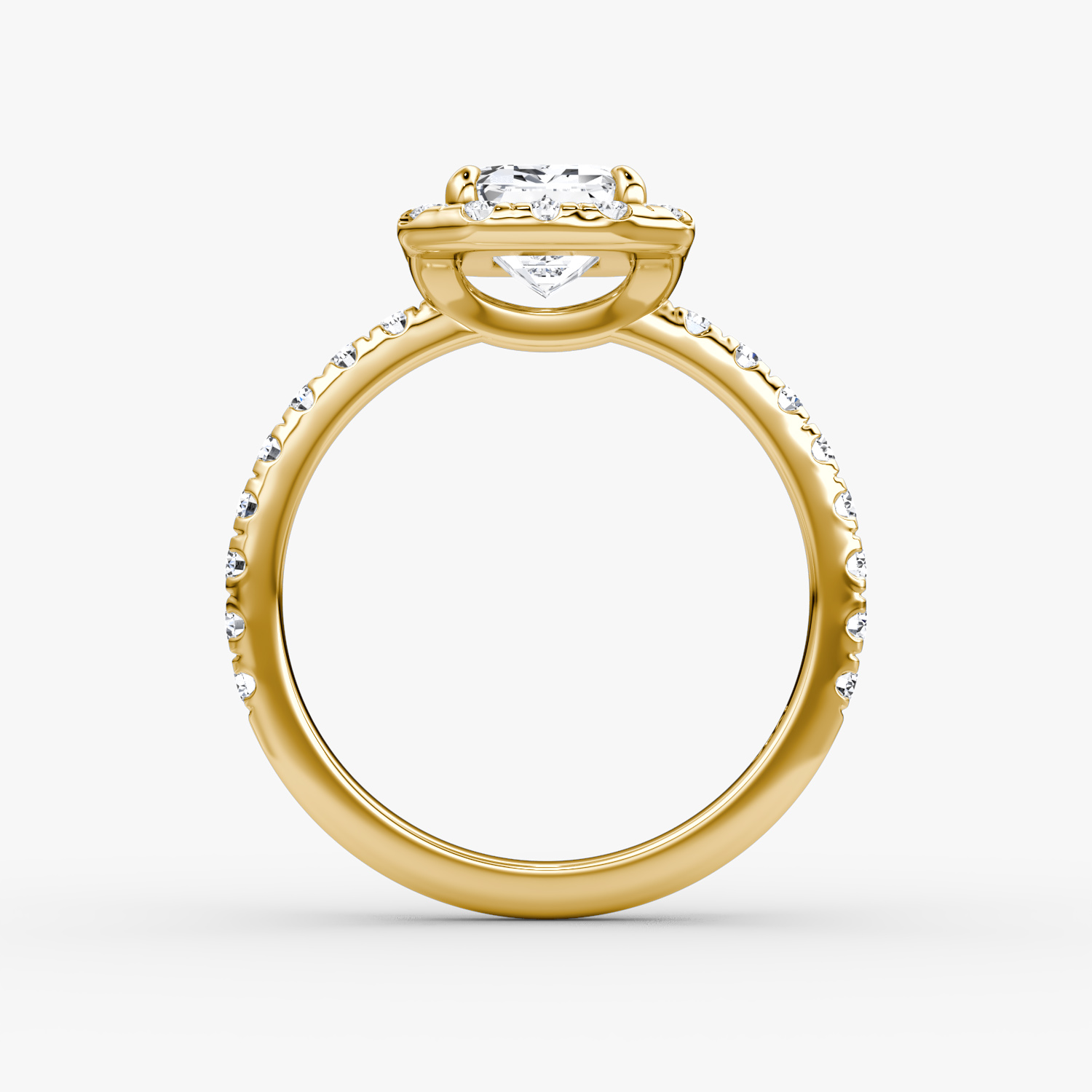 Halo | Emerald | 18k | Gelbgold | bandAccent: Mit Pavé-Besatz | haloSize: large | diamondOrientation: vertical | caratWeight: other