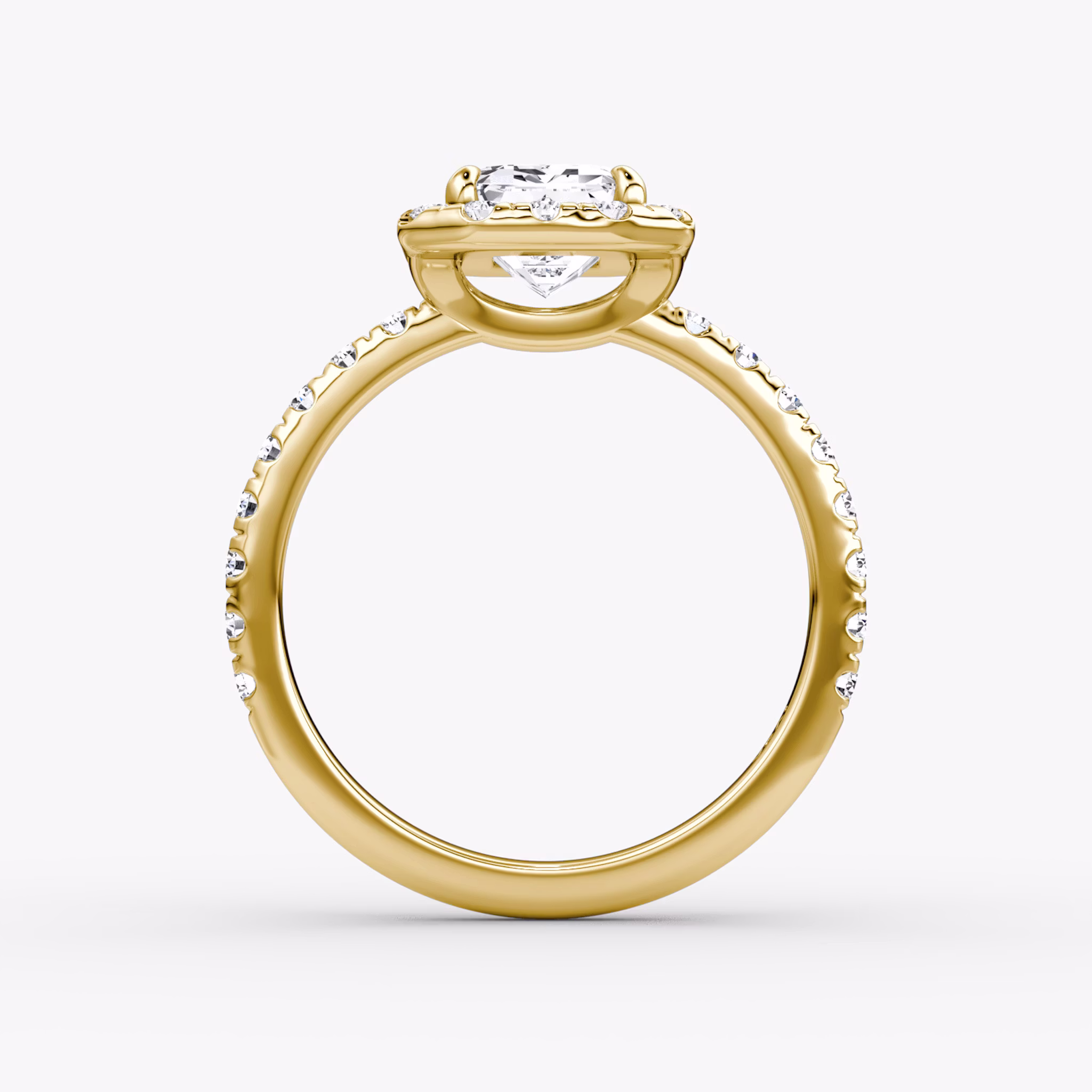 Halo | Emerald | 18k | Gelbgold | bandAccent: Mit Pavé-Besatz | haloSize: large | diamondOrientation: vertical | caratWeight: other