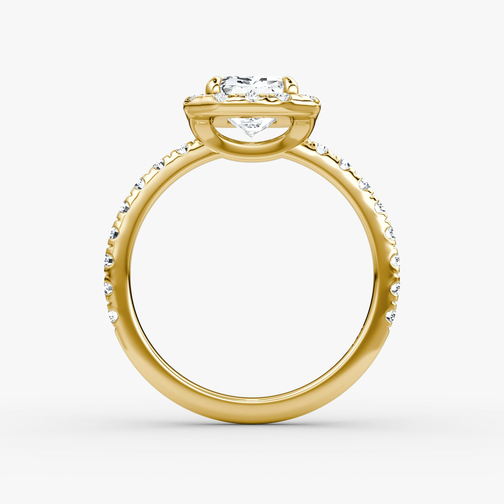 Halo | Emerald | 18k | Gelbgold | bandAccent: Mit Pavé-Besatz | haloSize: large | diamondOrientation: vertical | caratWeight: other