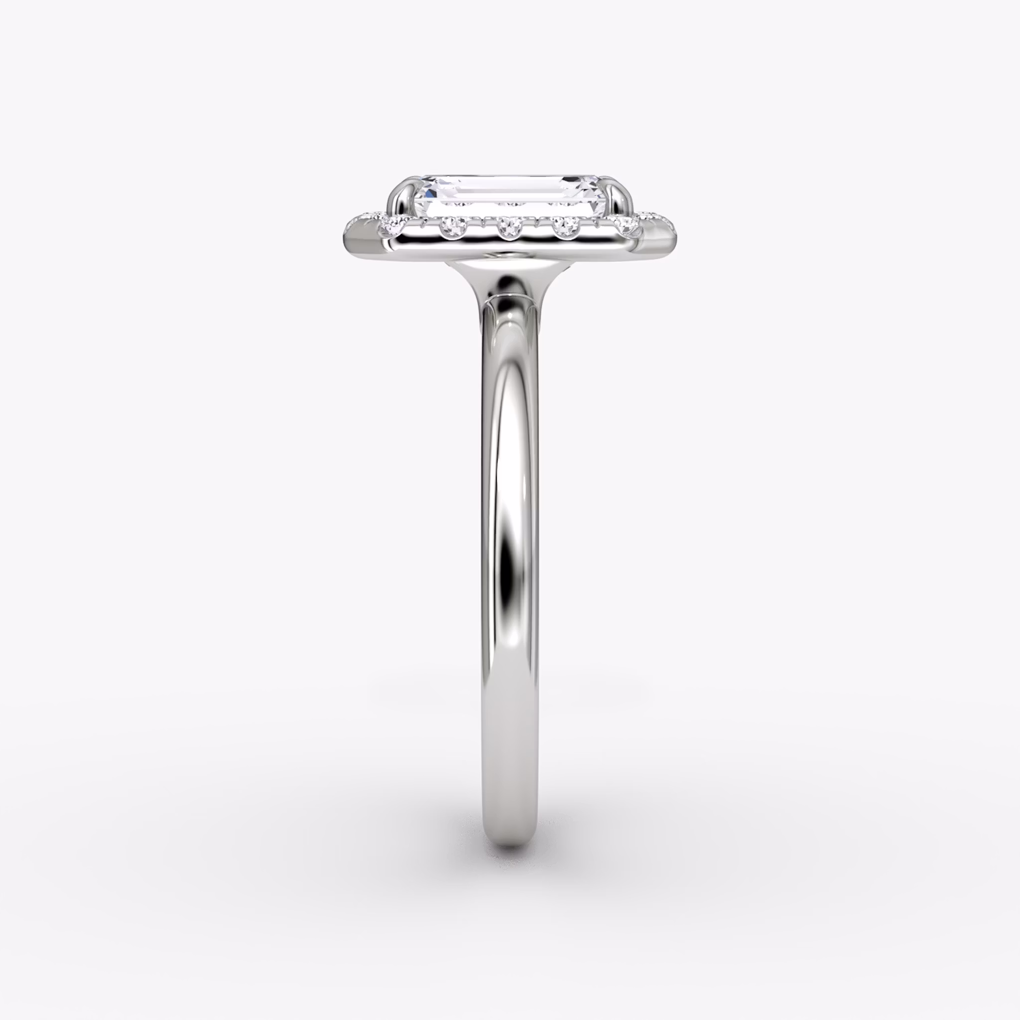 The Halo | Emerald | 18k | White Gold | bandAccent: Plain | haloSize: large | diamondOrientation: vertical | caratWeight: other