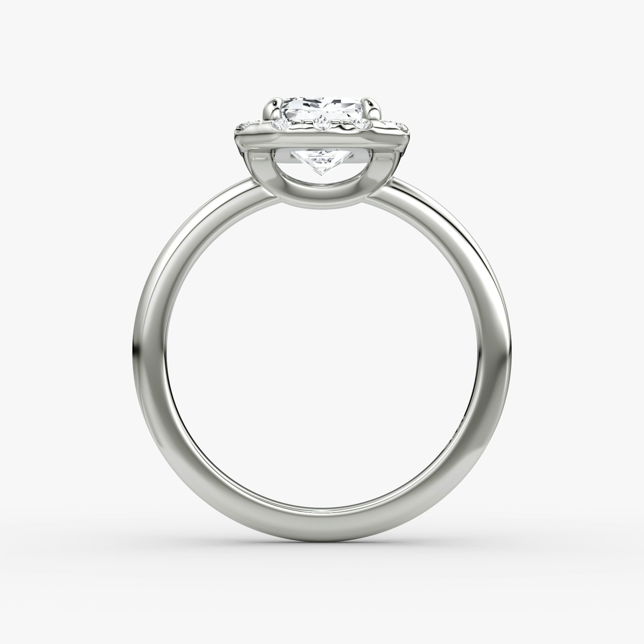 The Halo | Emerald | 18k | White Gold | bandAccent: Plain | haloSize: large | diamondOrientation: vertical | caratWeight: other