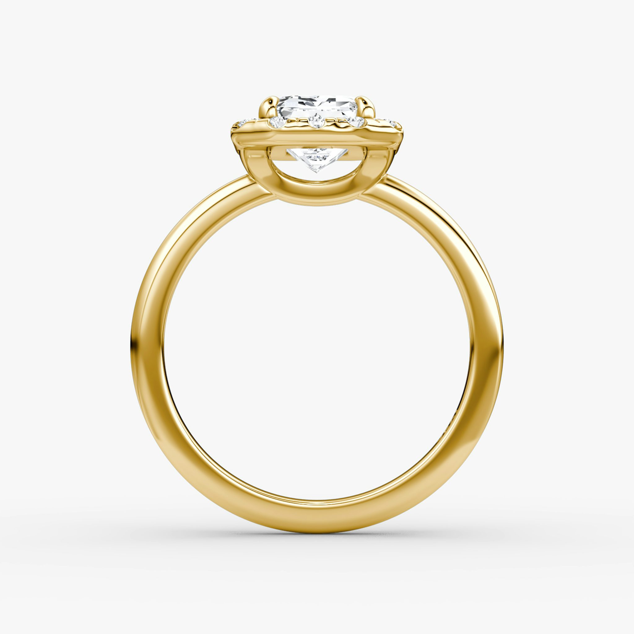 Halo | Emerald | 18k | Gelbgold | bandAccent: Ohne Pavé-Besatz | haloSize: large | diamondOrientation: vertical | caratWeight: other