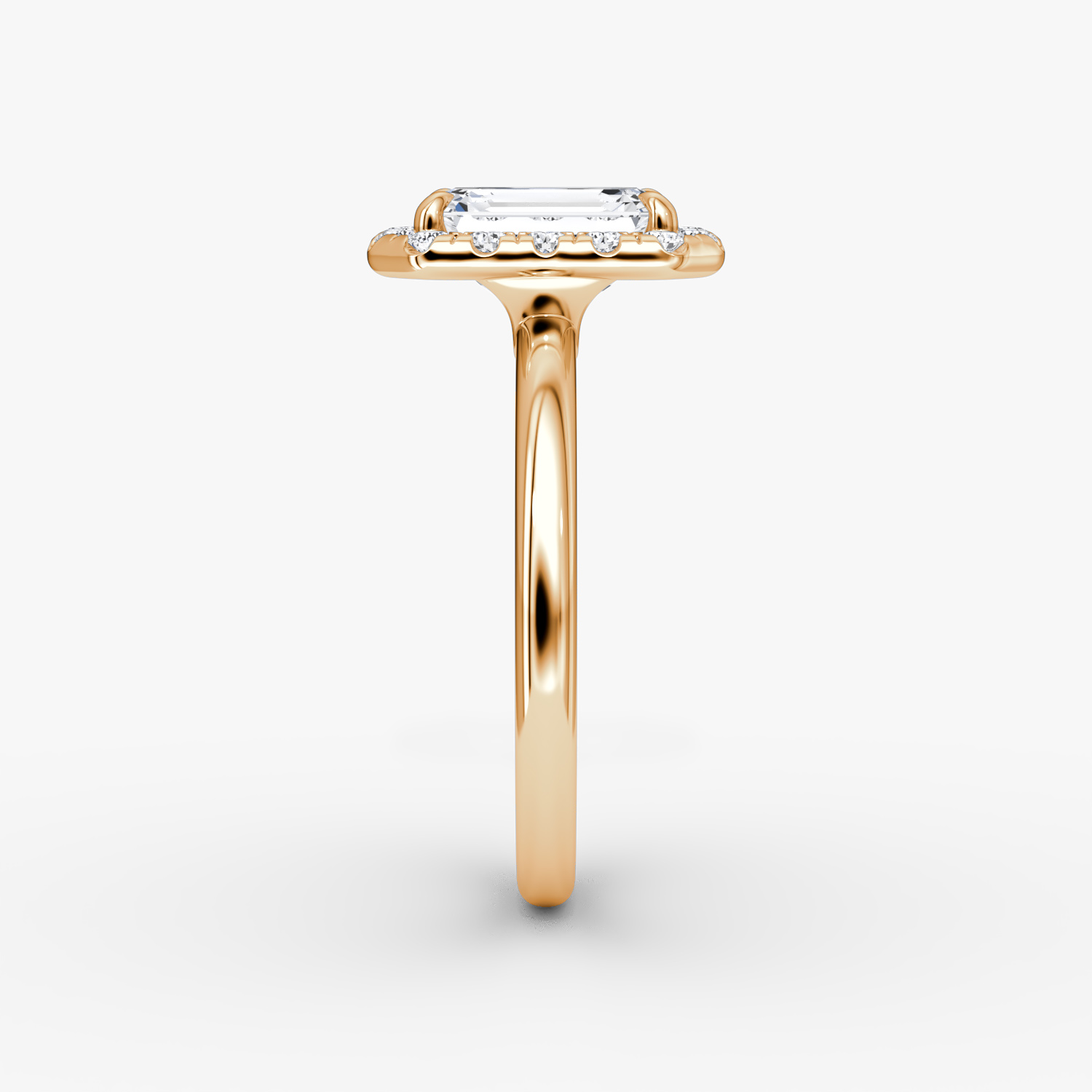 Halo | Emerald | 14k | Roségold | bandAccent: Ohne Pavé-Besatz | haloSize: large | diamondOrientation: vertical | caratWeight: other