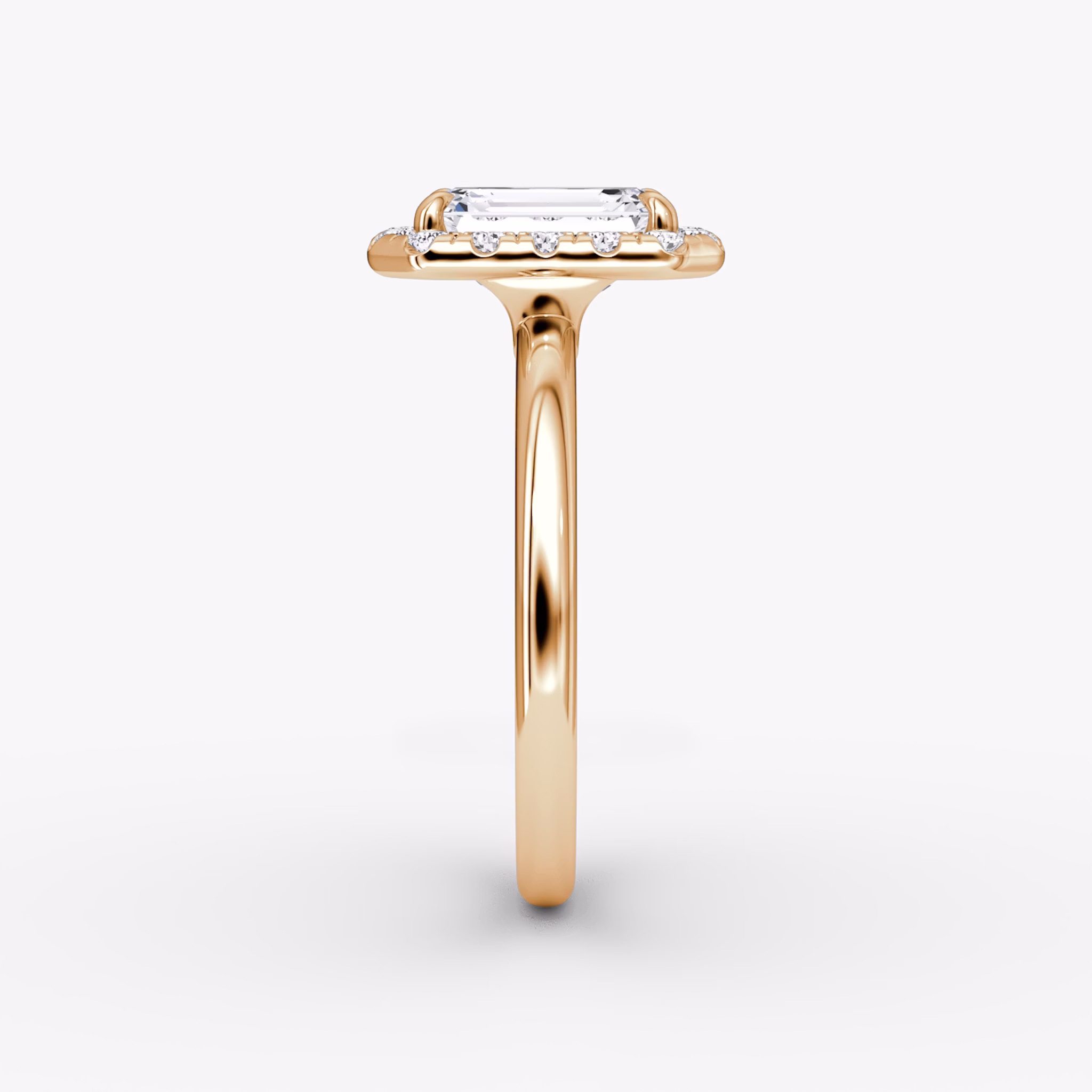 Halo | Emerald | 14k | Roségold | bandAccent: Ohne Pavé-Besatz | haloSize: large | diamondOrientation: vertical | caratWeight: other