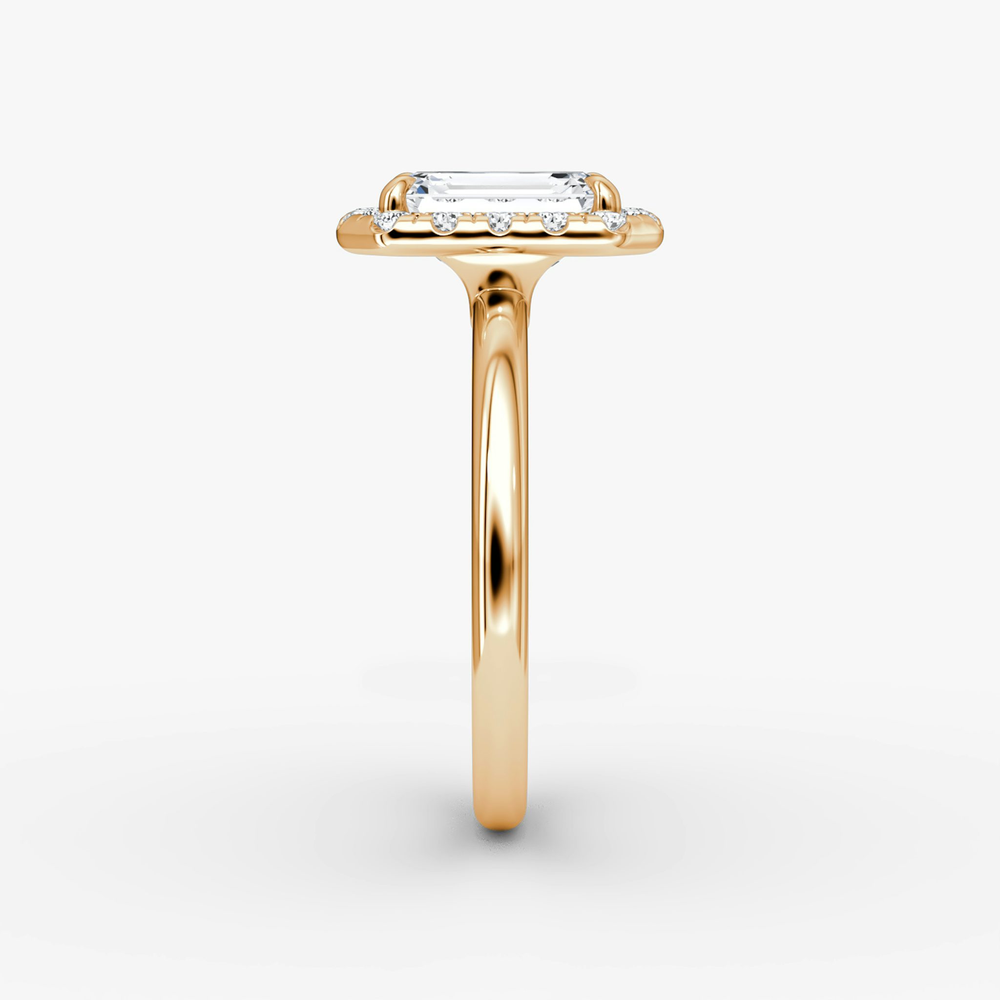 Halo | Emerald | 14k | Roségold | bandAccent: Ohne Pavé-Besatz | haloSize: large | diamondOrientation: vertical | caratWeight: other
