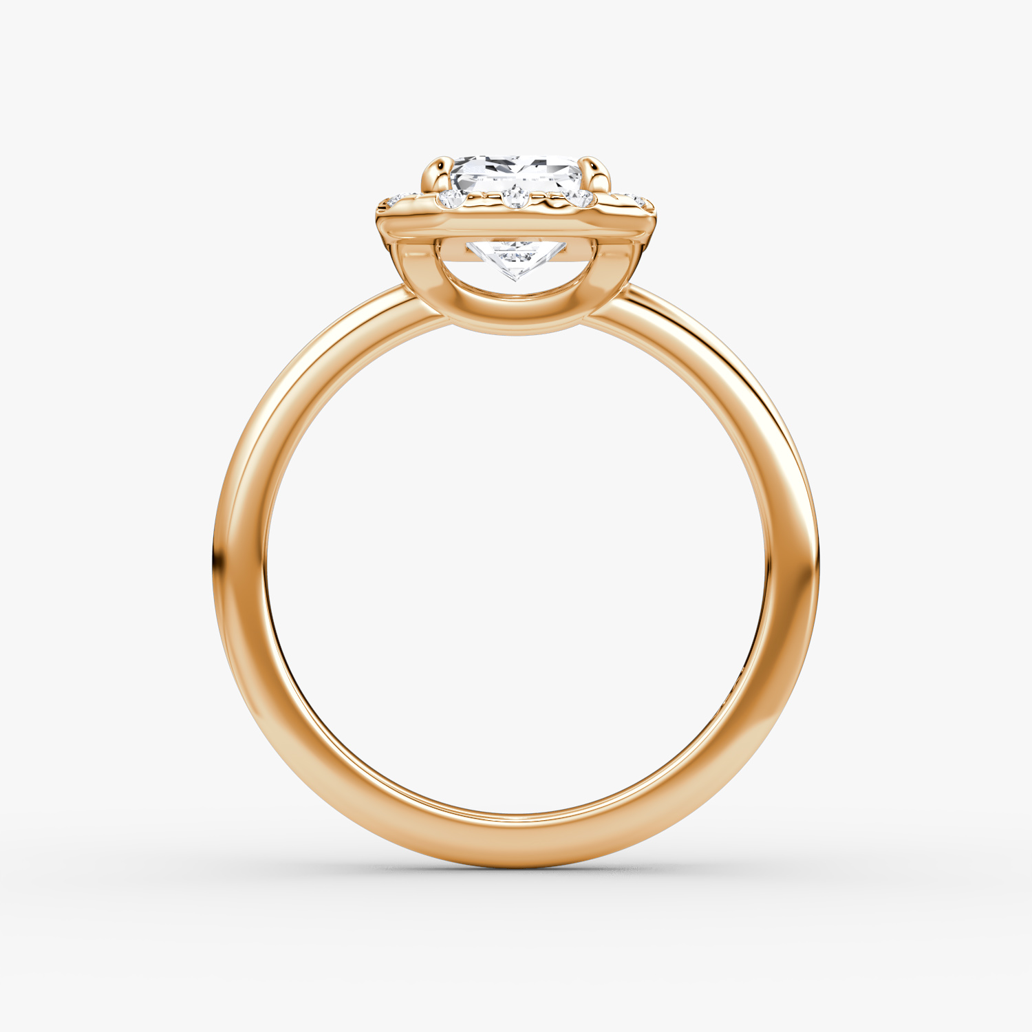 Halo | Emerald | 14k | Roségold | bandAccent: Ohne Pavé-Besatz | haloSize: large | diamondOrientation: vertical | caratWeight: other