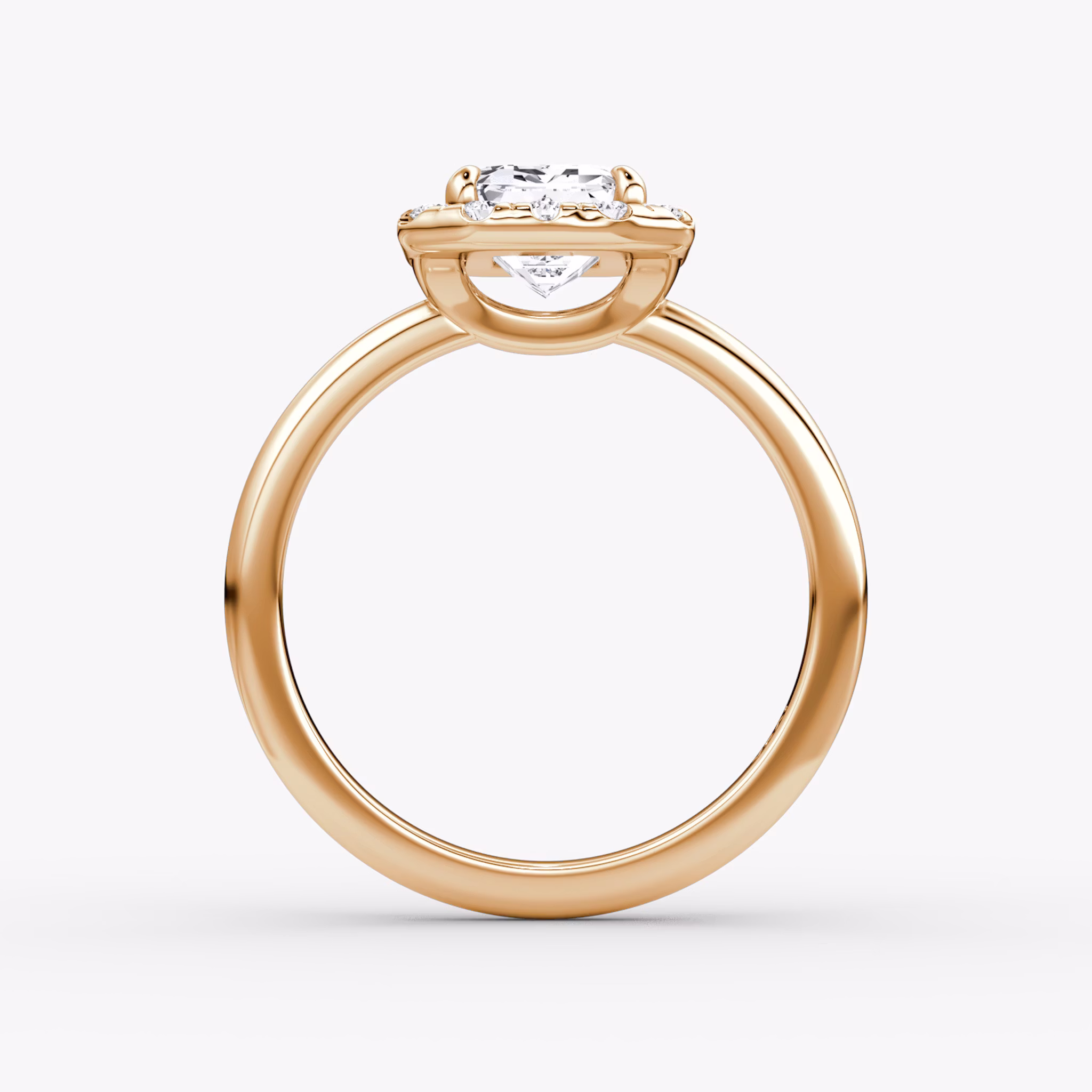 Halo | Emerald | 14k | Roségold | bandAccent: Ohne Pavé-Besatz | haloSize: large | diamondOrientation: vertical | caratWeight: other