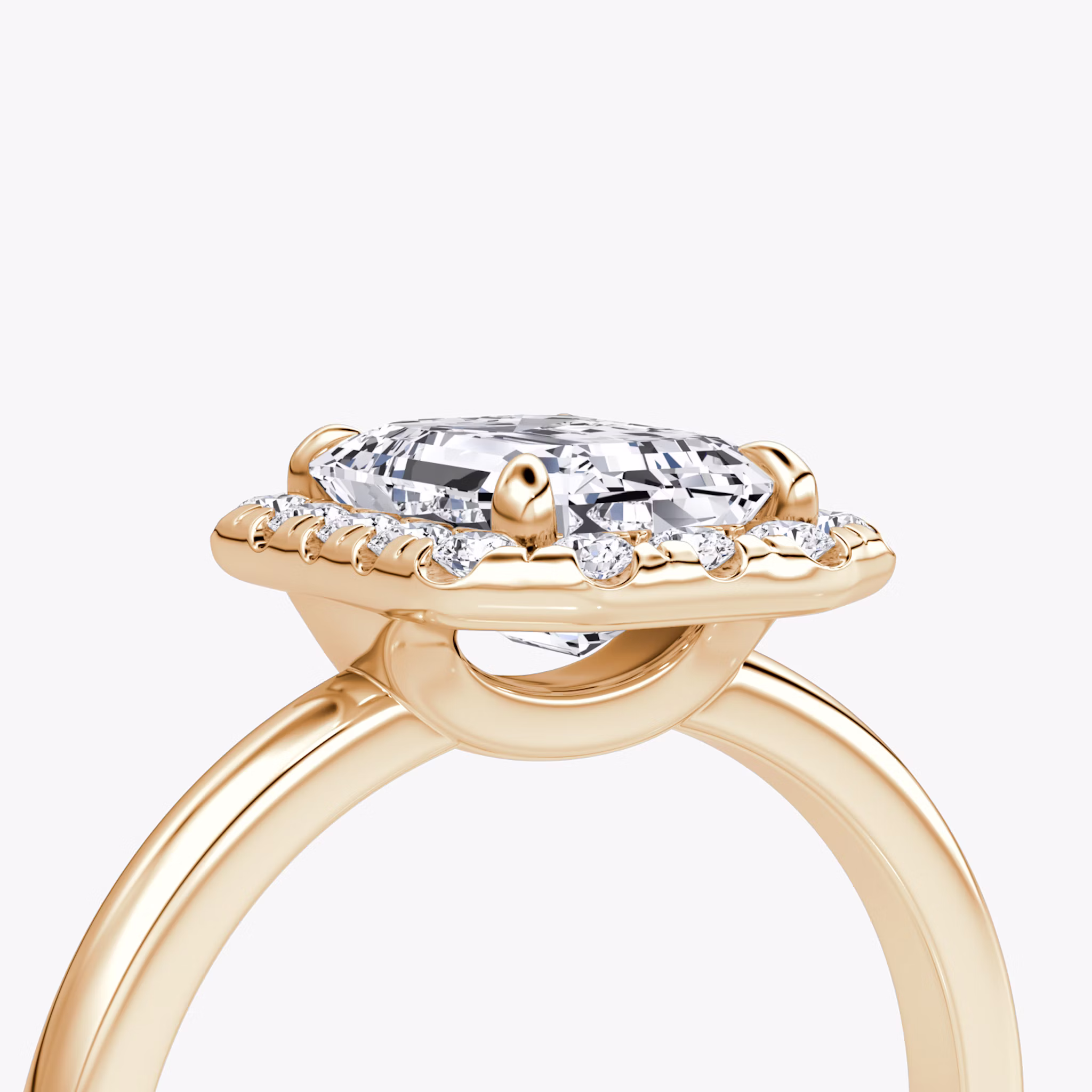 Halo | Emerald | 14k | Roségold | bandAccent: Ohne Pavé-Besatz | haloSize: large | diamondOrientation: vertical | caratWeight: other
