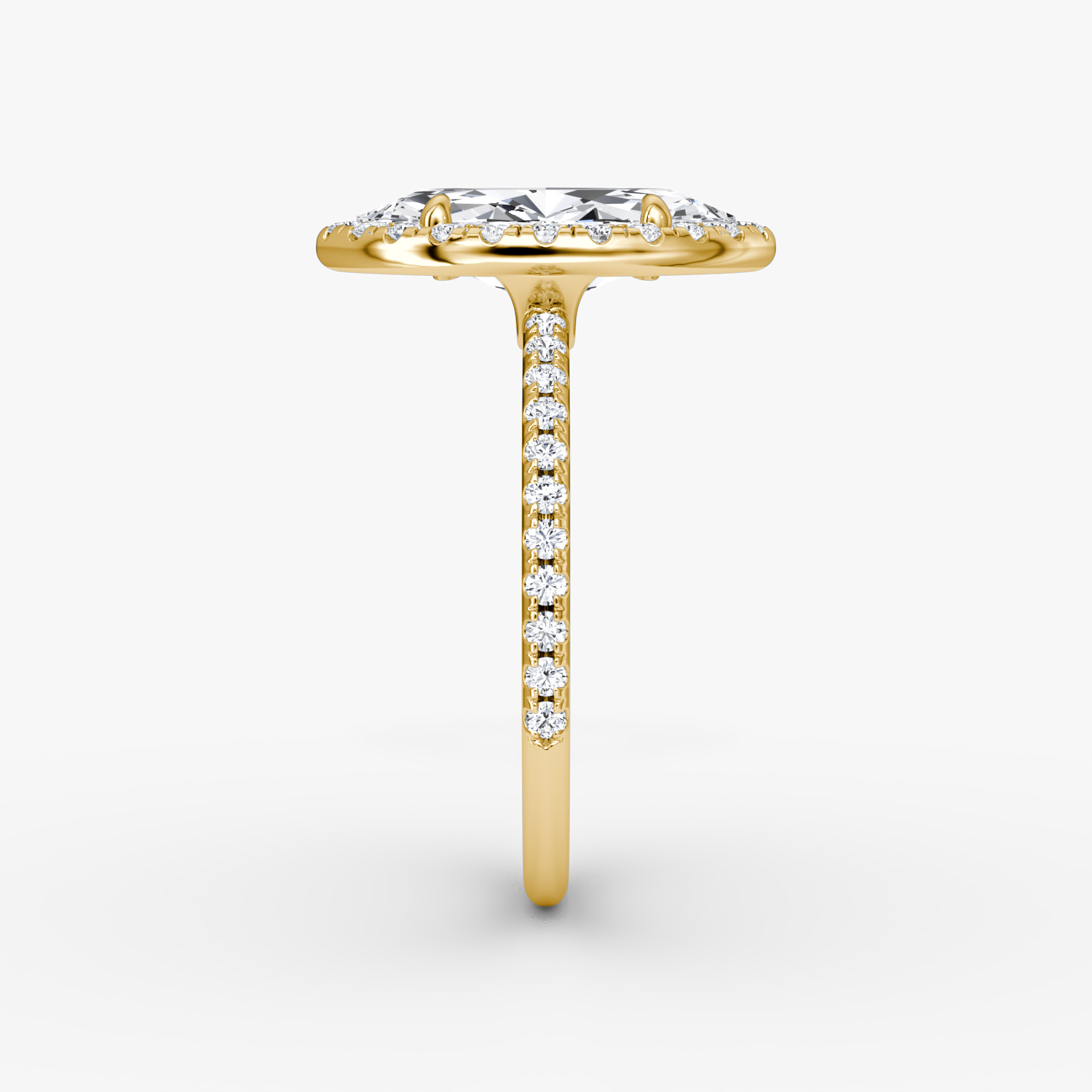 Anillo de compromiso Halo | Marquise | 18k | Oro amarillo | bandAccent: Pavé | haloSize: original | diamondOrientation: vertical | caratWeight: other