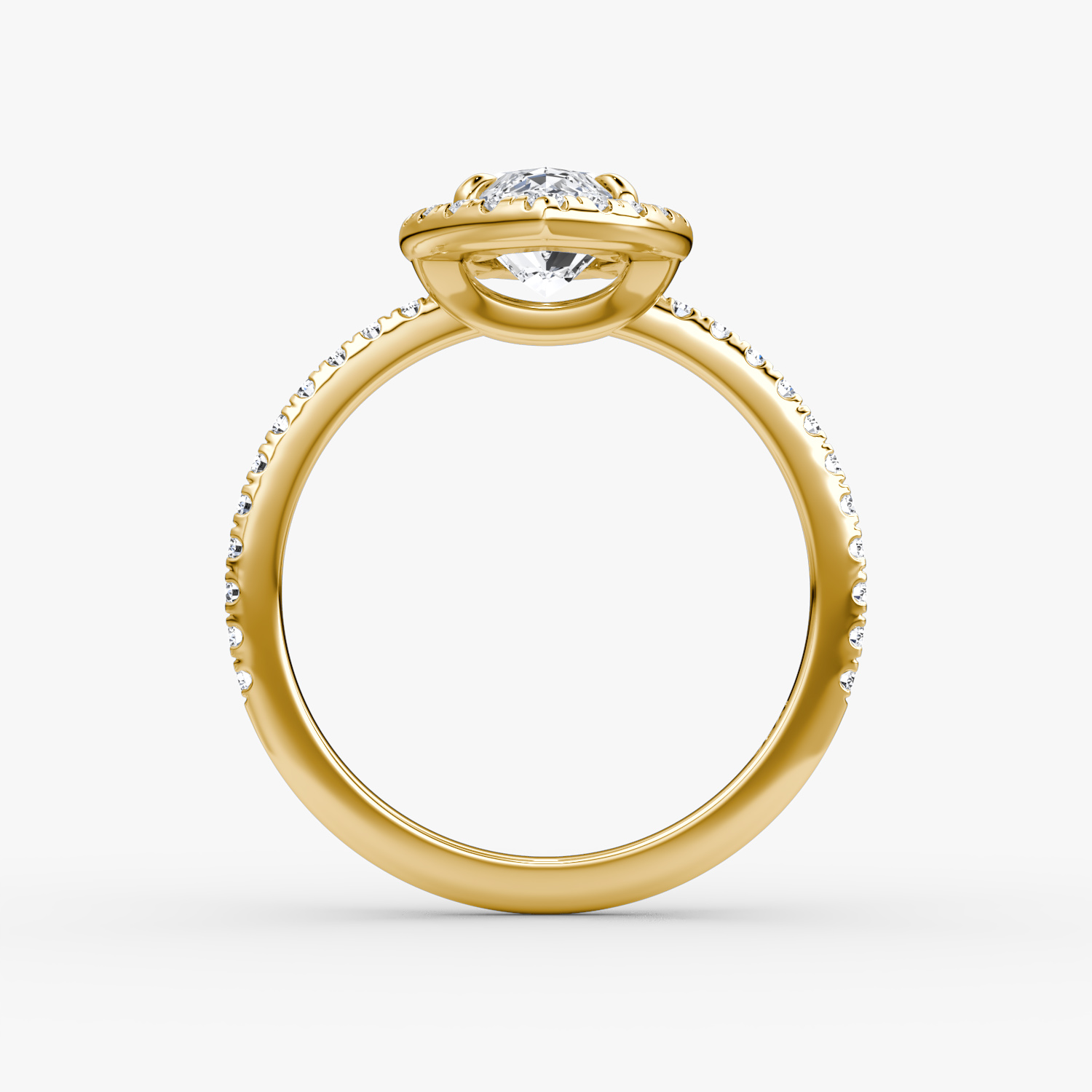 Anillo de compromiso Halo | Marquise | 18k | Oro amarillo | bandAccent: Pavé | haloSize: original | diamondOrientation: vertical | caratWeight: other