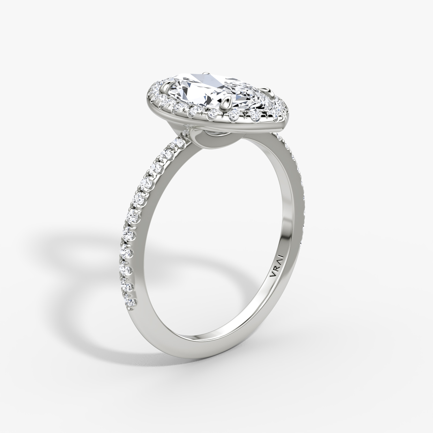 The Halo | Marquise | Platinum | bandAccent: Pavé | haloSize: original | diamondOrientation: vertical | caratWeight: other