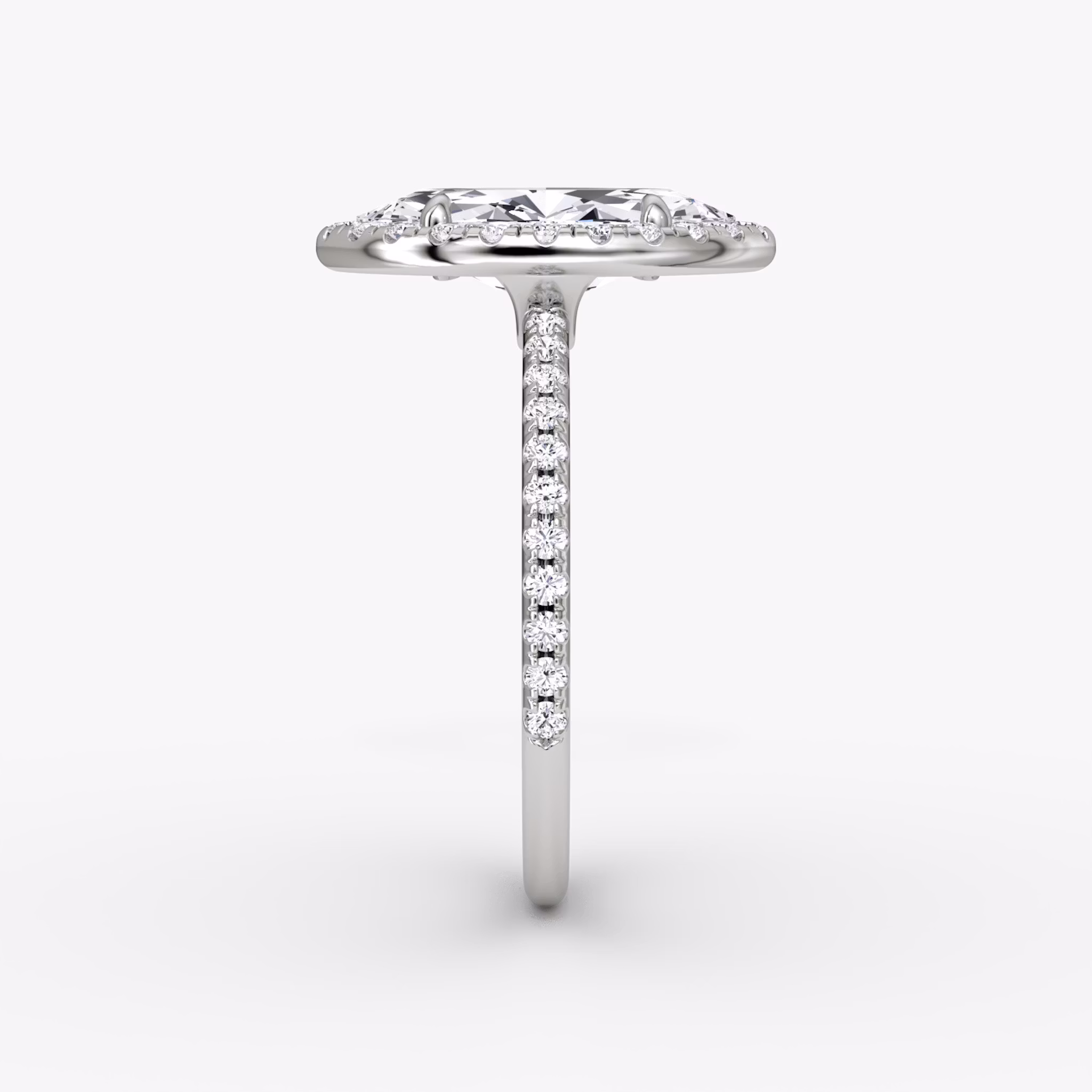 The Halo | Marquise | Platinum | bandAccent: Pavé | haloSize: original | diamondOrientation: vertical | caratWeight: other