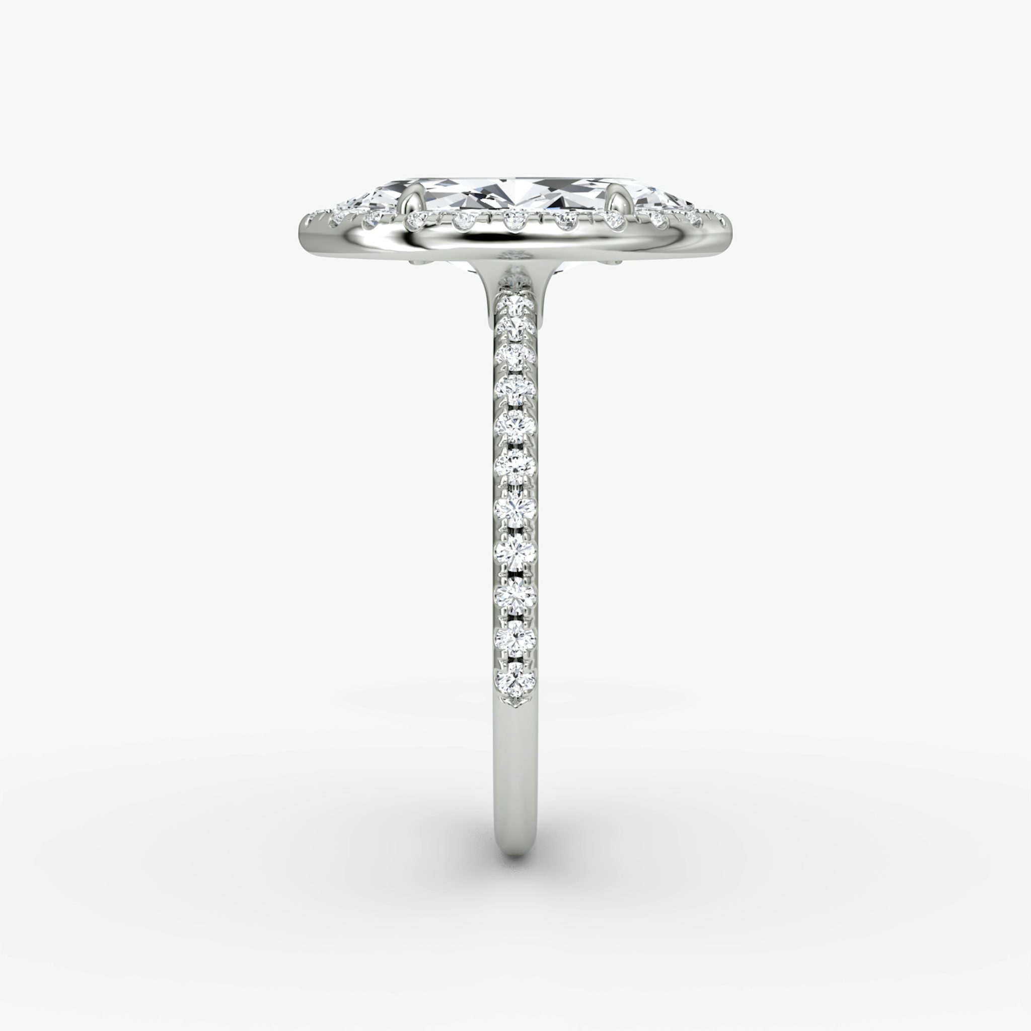 The Halo | Marquise | Platinum | bandAccent: Pavé | haloSize: original | diamondOrientation: vertical | caratWeight: other