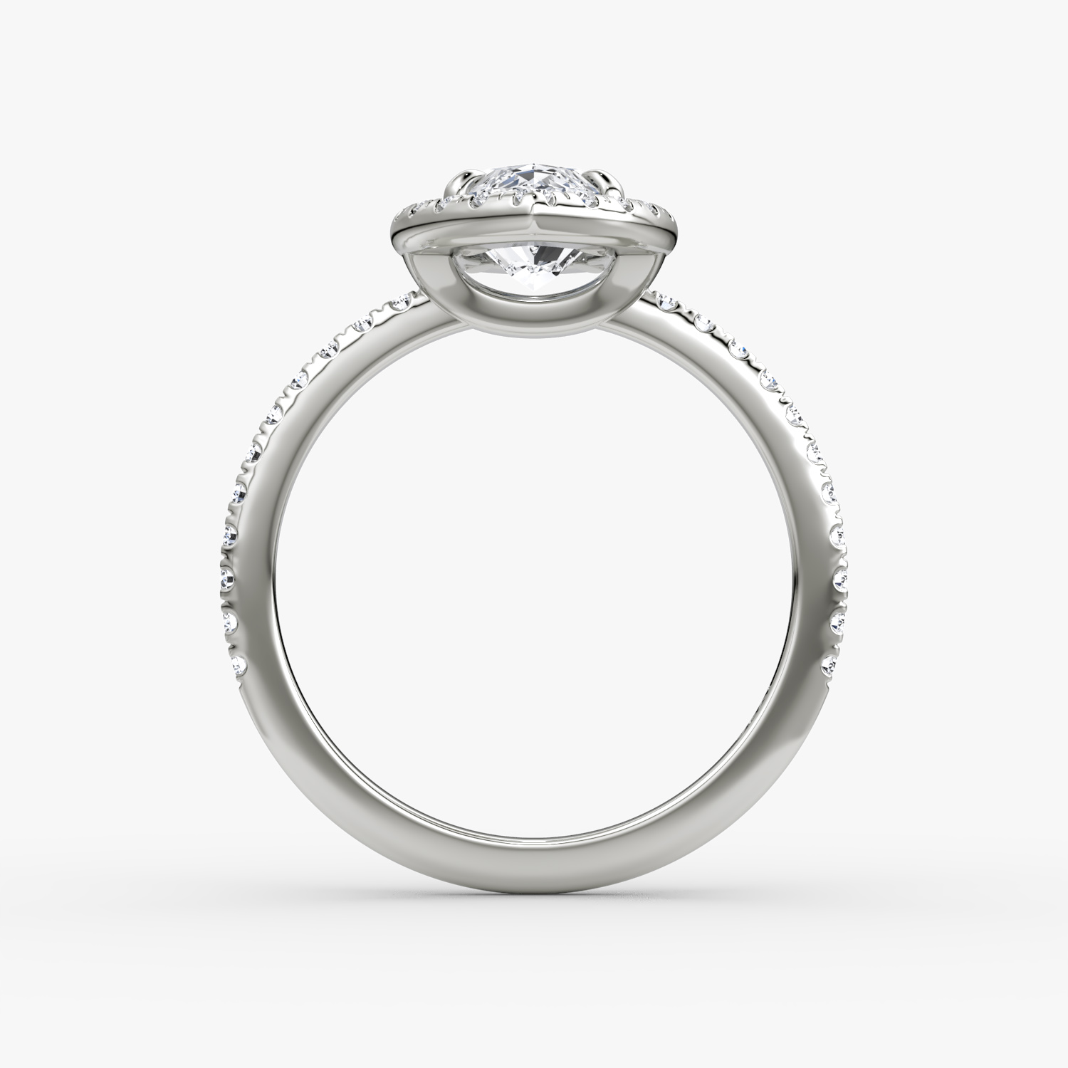 The Halo | Marquise | Platinum | bandAccent: Pavé | haloSize: original | diamondOrientation: vertical | caratWeight: other