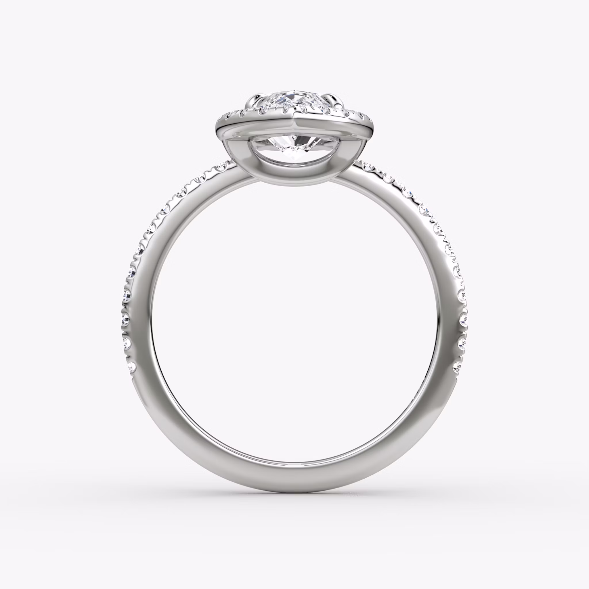 The Halo | Marquise | Platinum | bandAccent: Pavé | haloSize: original | diamondOrientation: vertical | caratWeight: other