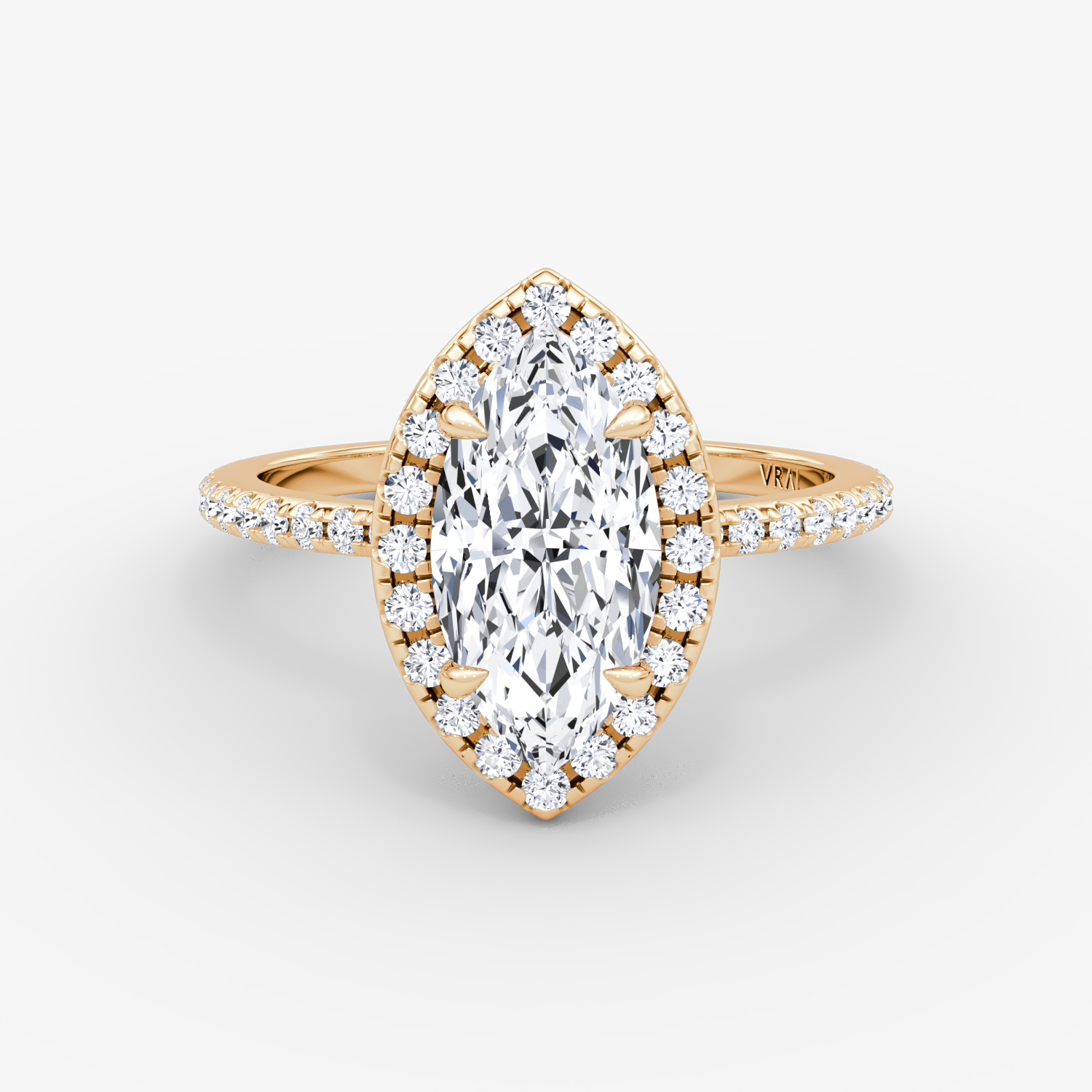 The Halo | Marquise | 14k | Rose Gold | bandAccent: Pavé | haloSize: original | diamondOrientation: vertical | caratWeight: other