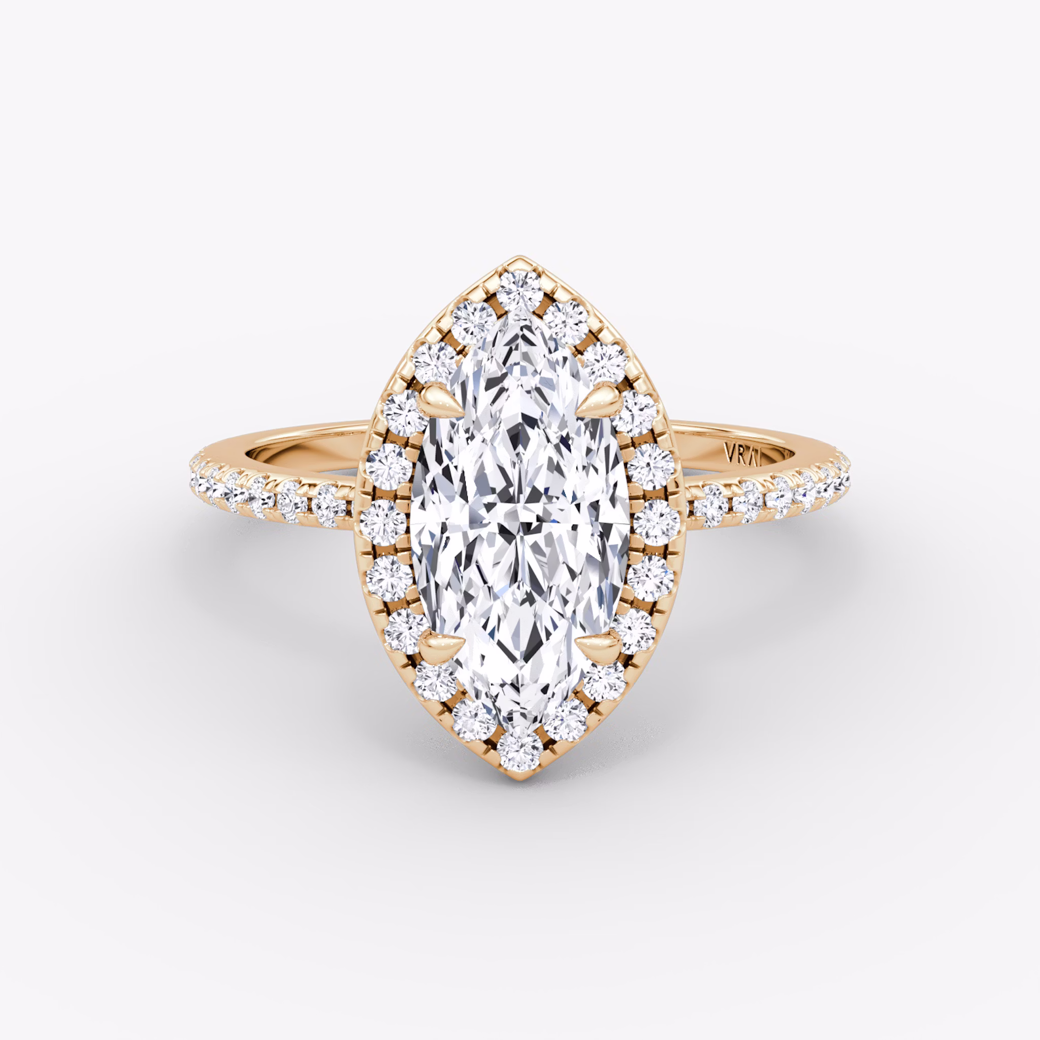 The Halo | Marquise | 14k | Rose Gold | bandAccent: Pavé | haloSize: original | diamondOrientation: vertical | caratWeight: other