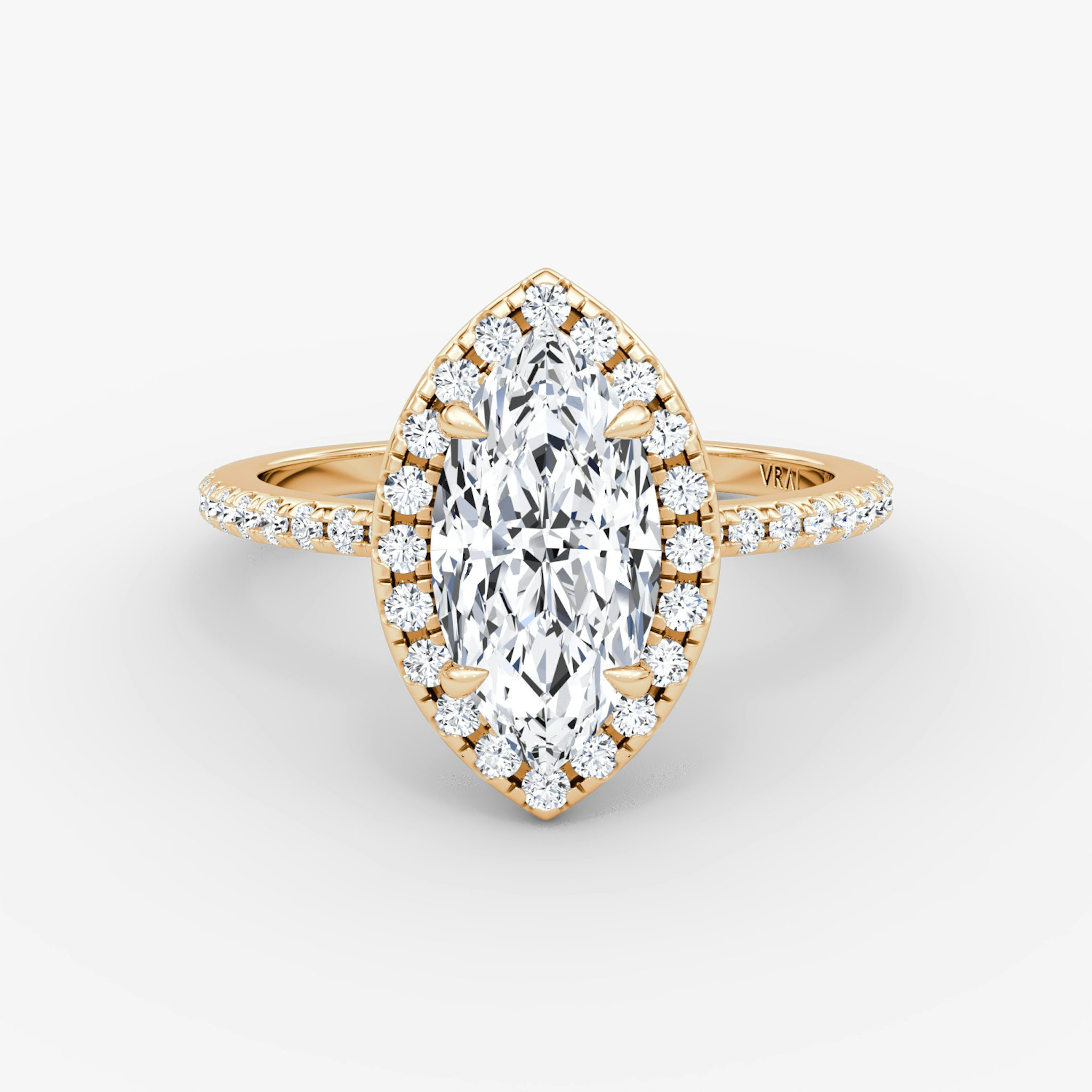 The Halo | Marquise | 14k | Rose Gold | bandAccent: Pavé | haloSize: original | diamondOrientation: vertical | caratWeight: other