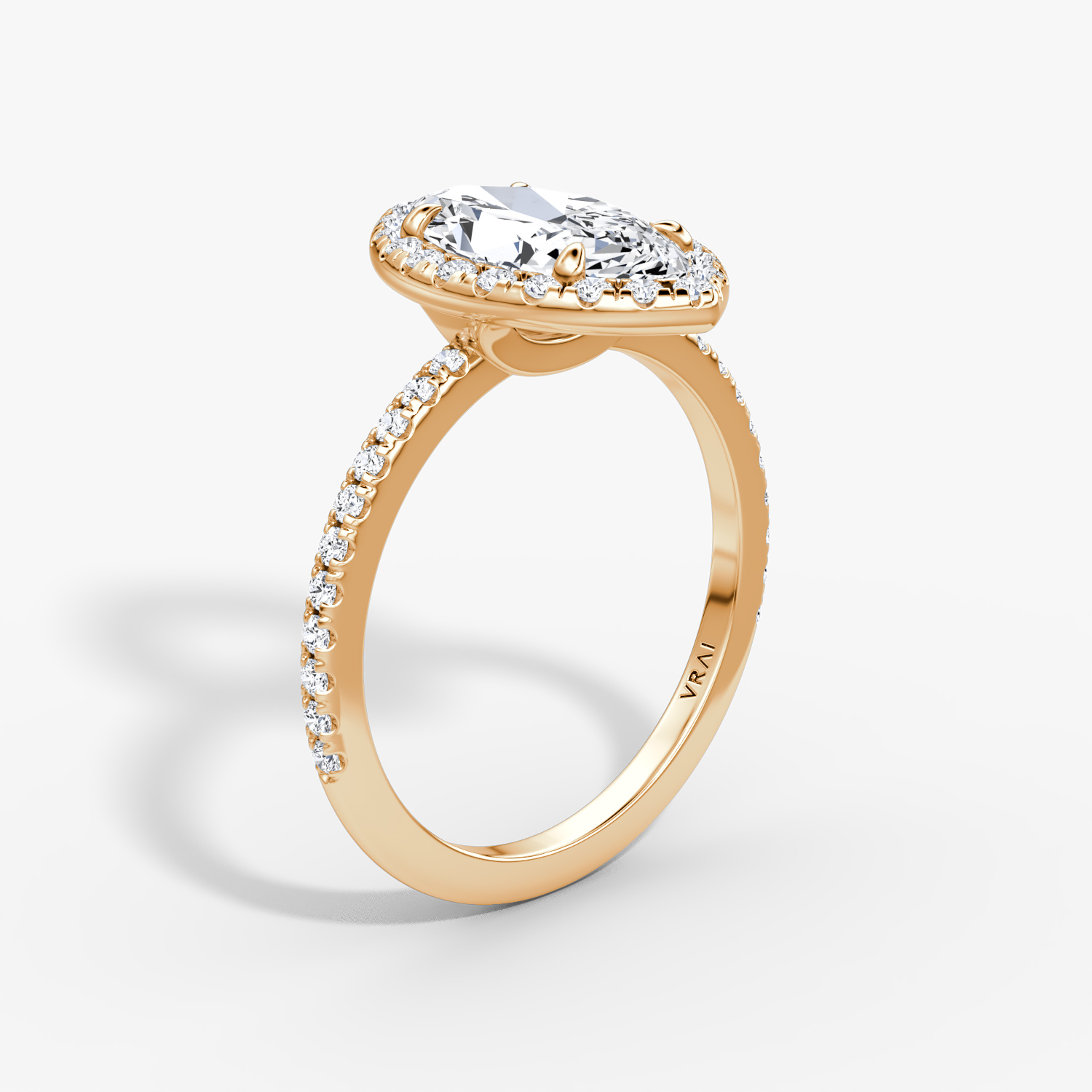 The Halo | Marquise | 14k | Rose Gold | bandAccent: Pavé | haloSize: original | diamondOrientation: vertical | caratWeight: other