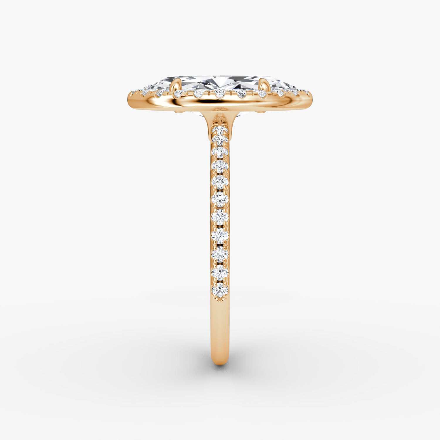The Halo | Marquise | 14k | Rose Gold | bandAccent: Pavé | haloSize: original | diamondOrientation: vertical | caratWeight: other