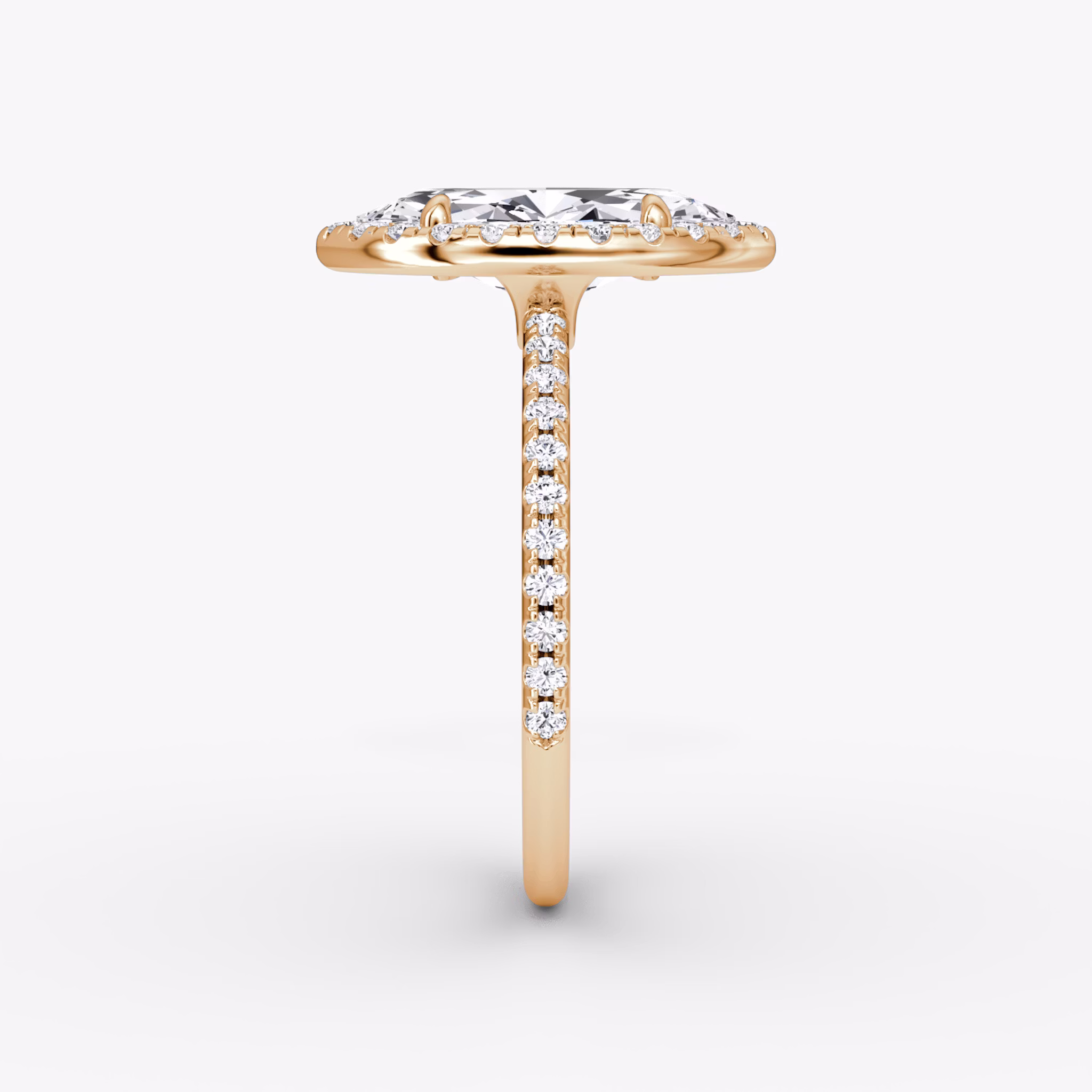 The Halo | Marquise | 14k | Rose Gold | bandAccent: Pavé | haloSize: original | diamondOrientation: vertical | caratWeight: other