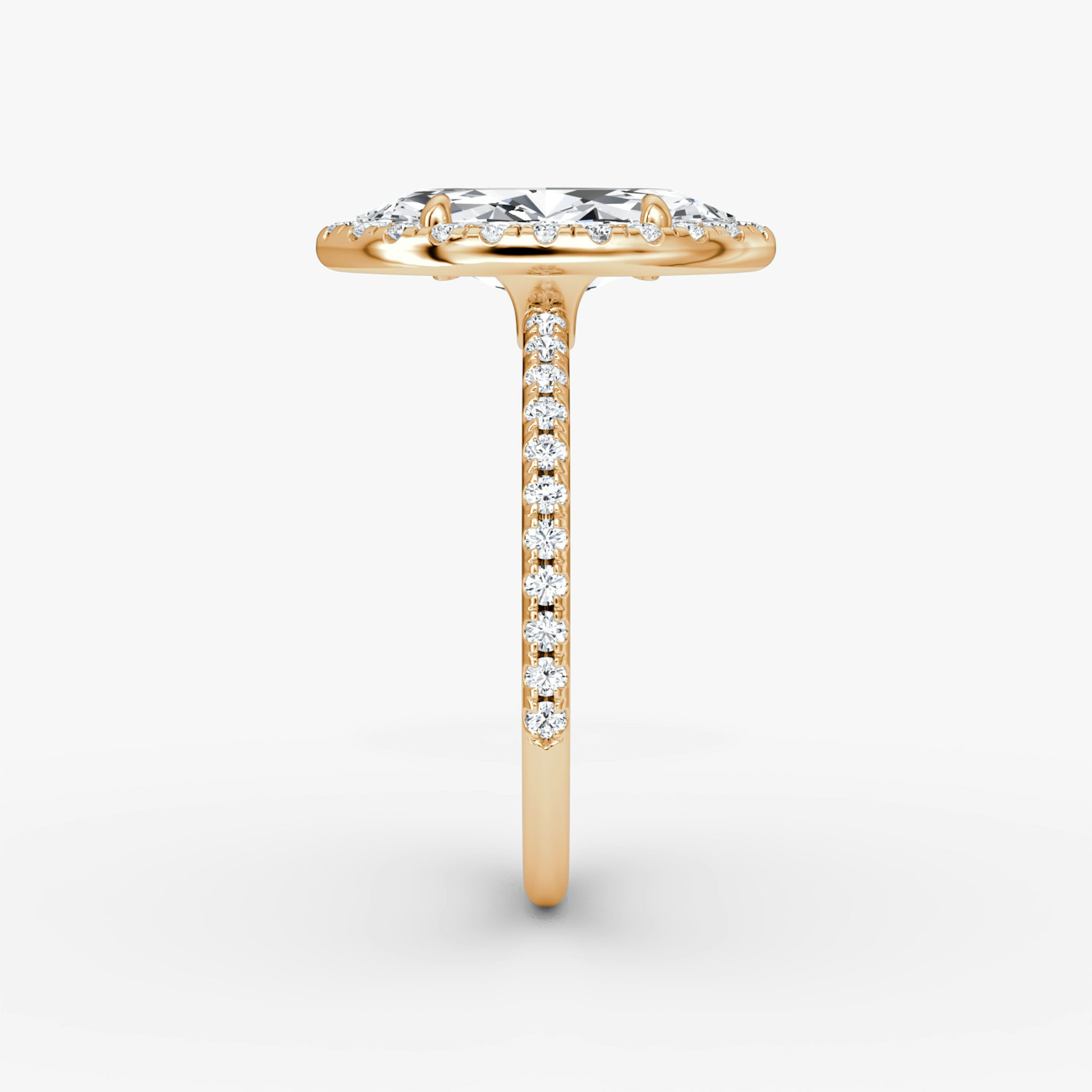 The Halo | Marquise | 14k | Rose Gold | bandAccent: Pavé | haloSize: original | diamondOrientation: vertical | caratWeight: other