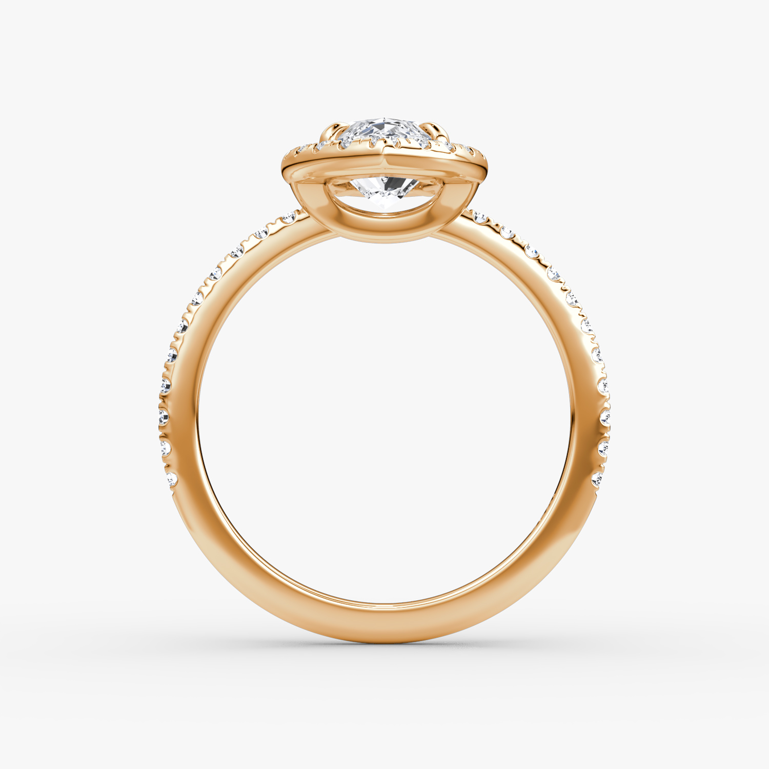 The Halo | Marquise | 14k | Rose Gold | bandAccent: Pavé | haloSize: original | diamondOrientation: vertical | caratWeight: other
