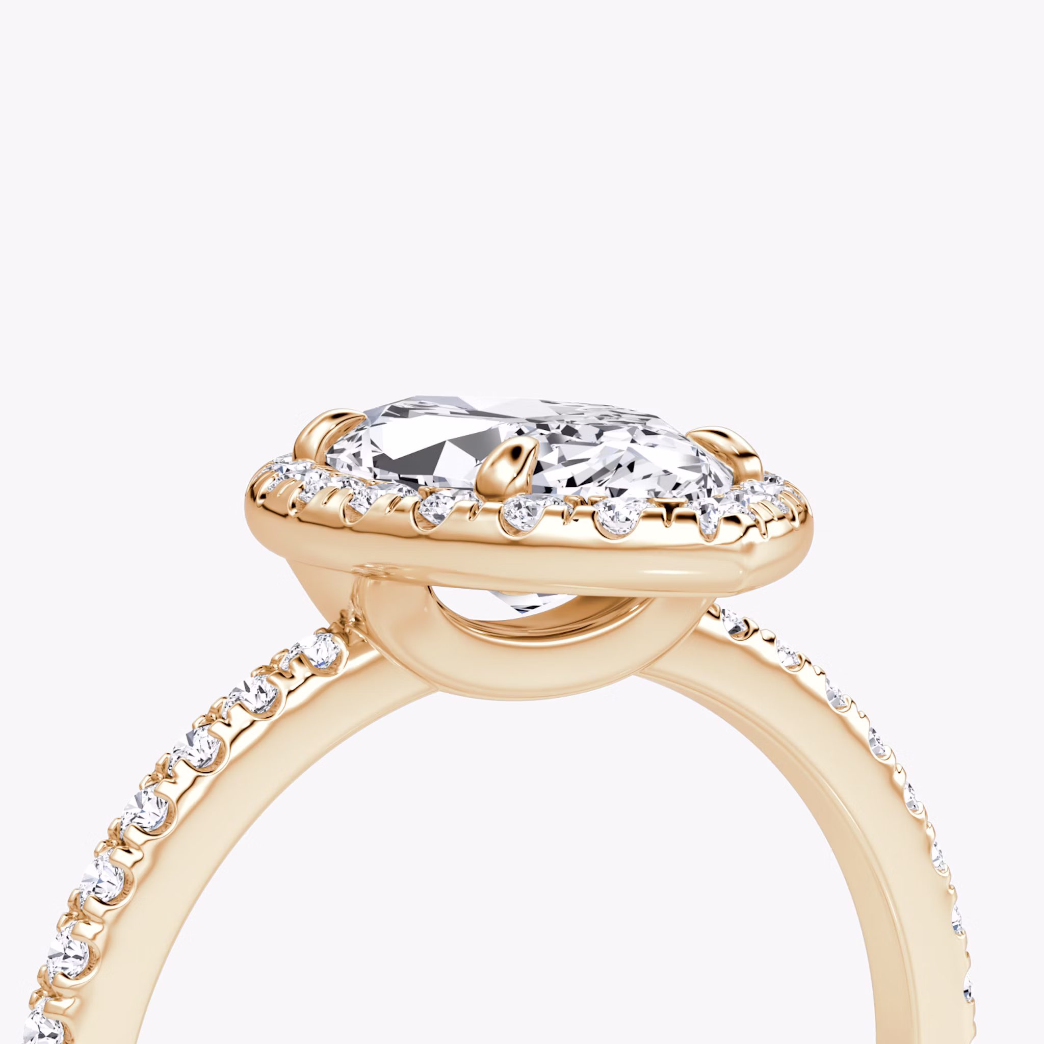 The Halo | Marquise | 14k | Rose Gold | bandAccent: Pavé | haloSize: original | diamondOrientation: vertical | caratWeight: other