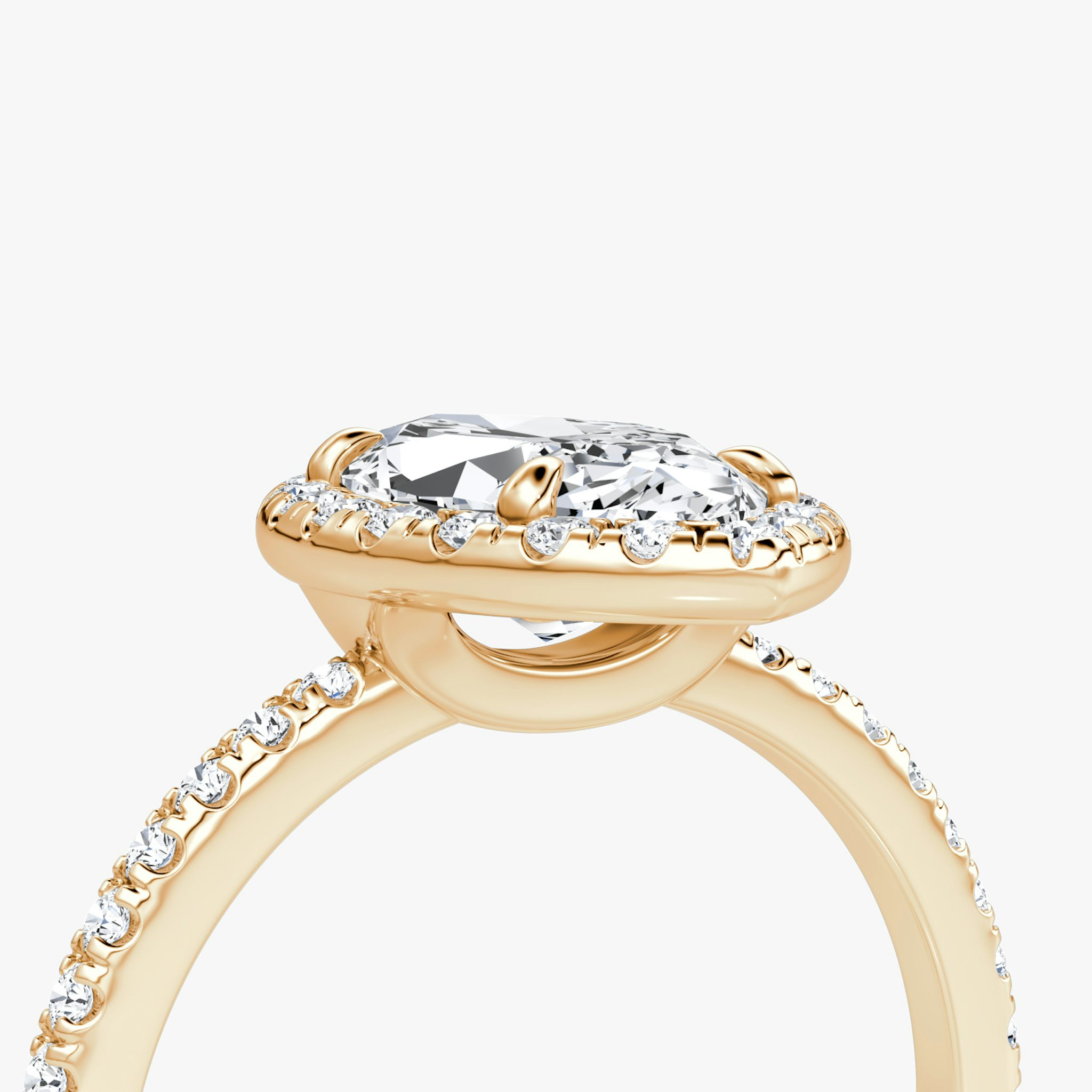 The Halo | Marquise | 14k | Rose Gold | bandAccent: Pavé | haloSize: original | diamondOrientation: vertical | caratWeight: other