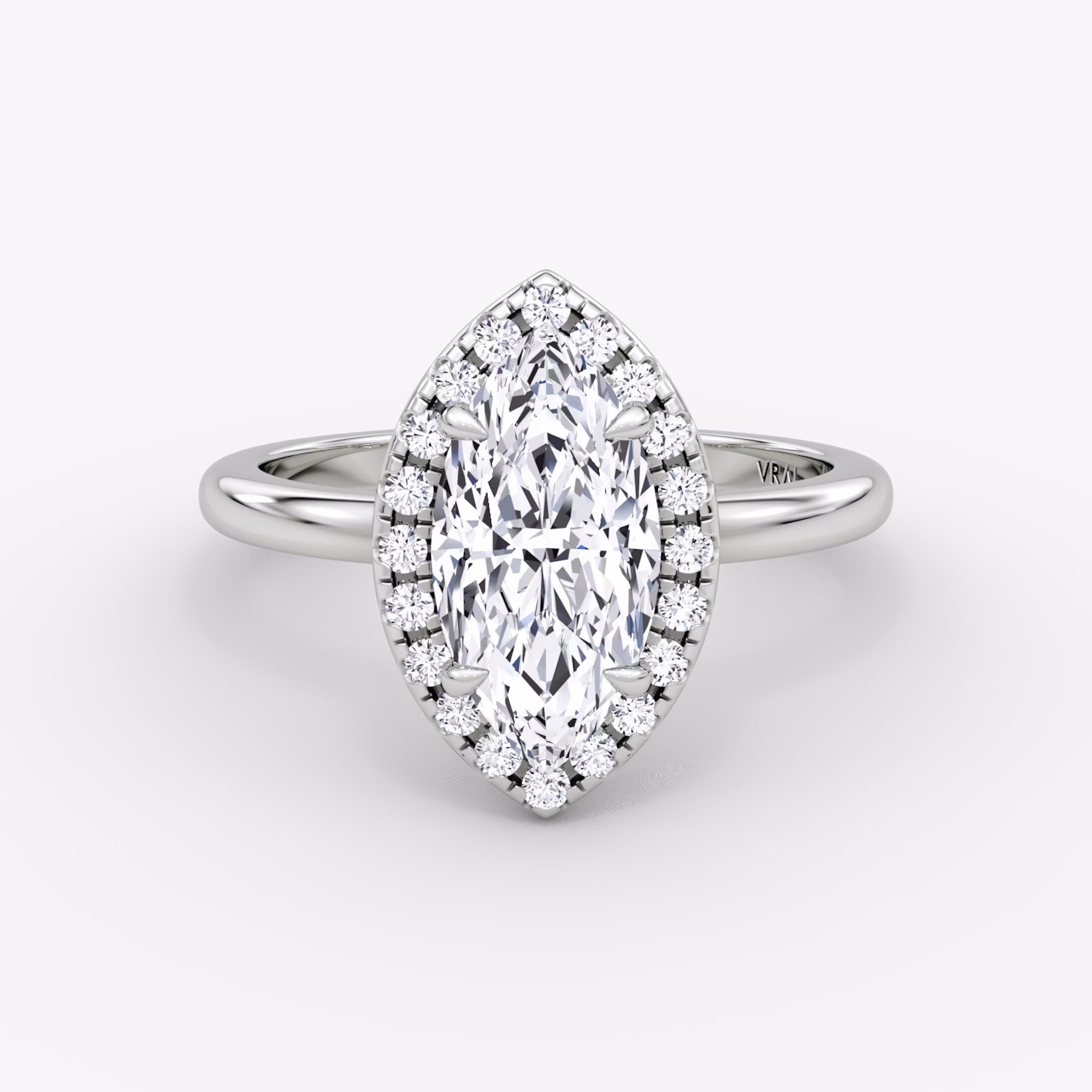 The Halo | Marquise | Platinum | bandAccent: Plain | haloSize: original | diamondOrientation: vertical | caratWeight: other