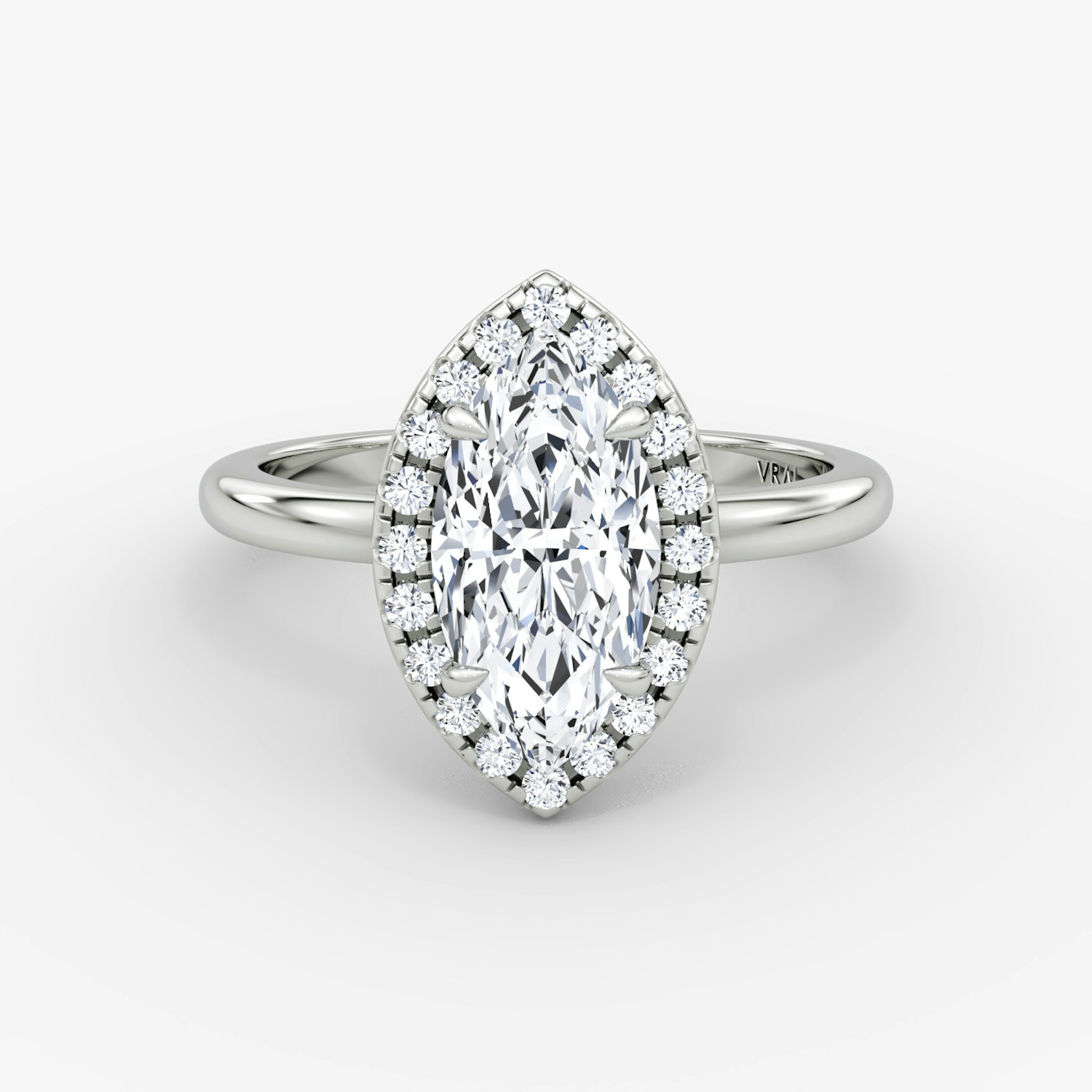 The Halo | Marquise | Platinum | bandAccent: Plain | haloSize: original | diamondOrientation: vertical | caratWeight: other