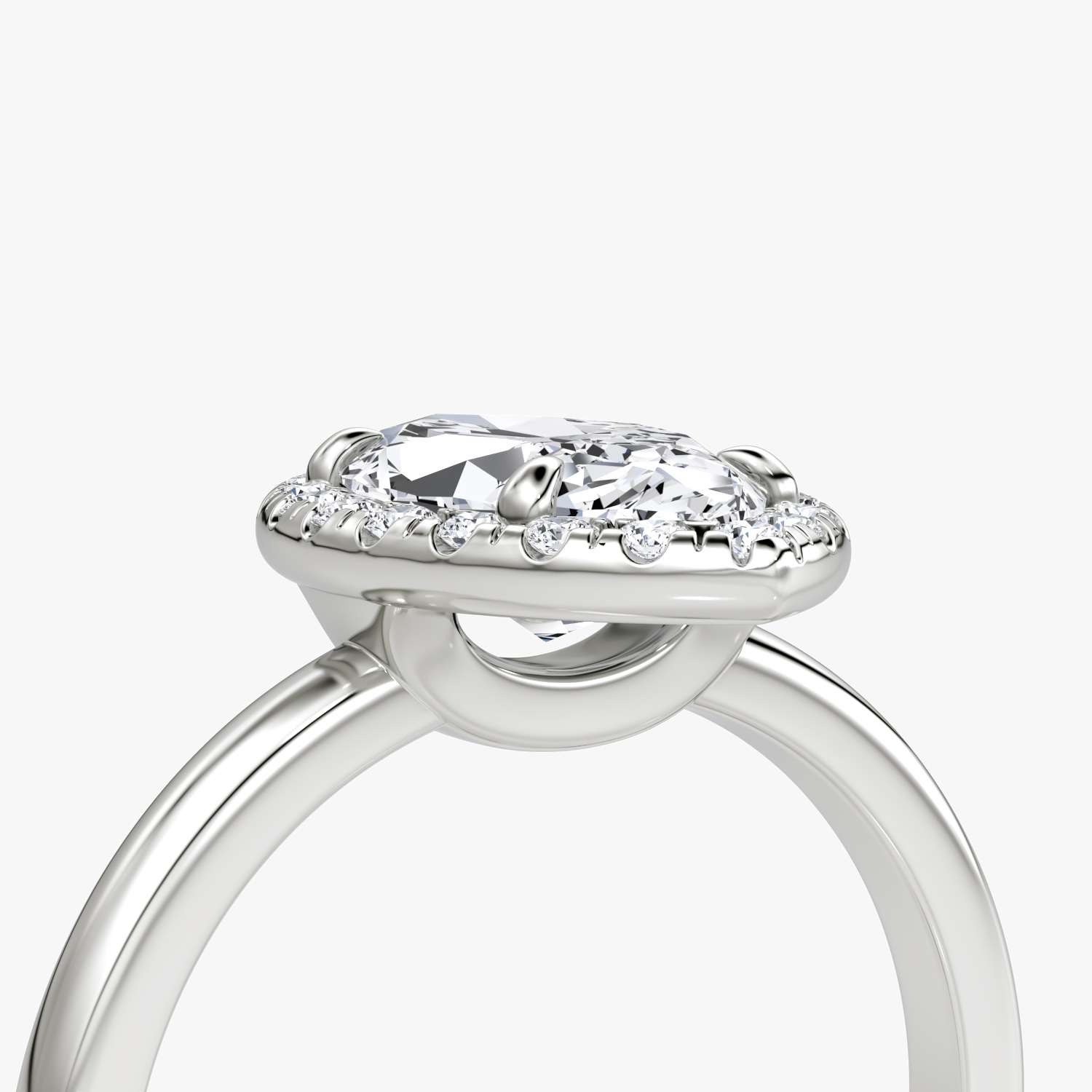 The Halo | Marquise | Platinum | bandAccent: Plain | haloSize: original | diamondOrientation: vertical | caratWeight: other