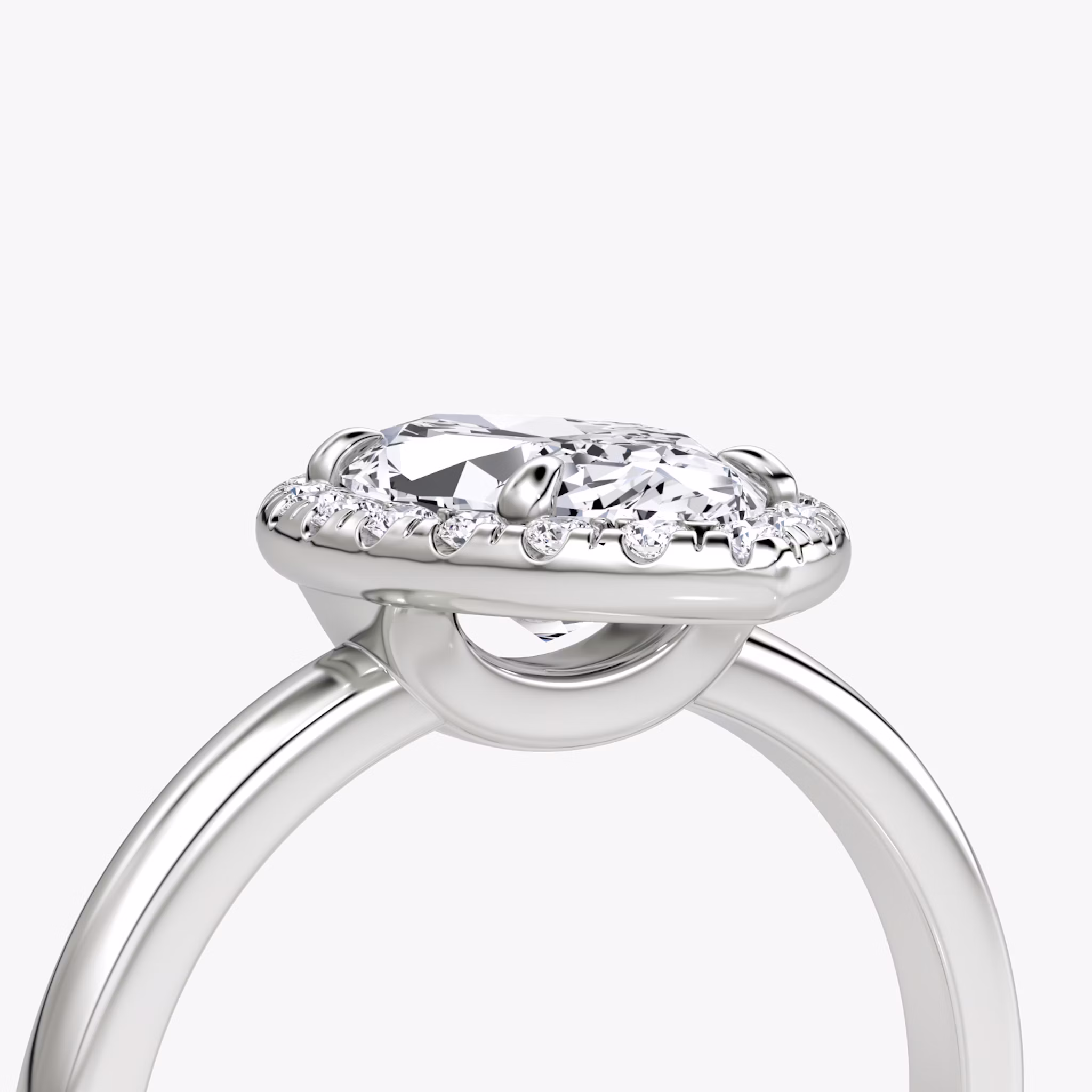 The Halo | Marquise | Platinum | bandAccent: Plain | haloSize: original | diamondOrientation: vertical | caratWeight: other