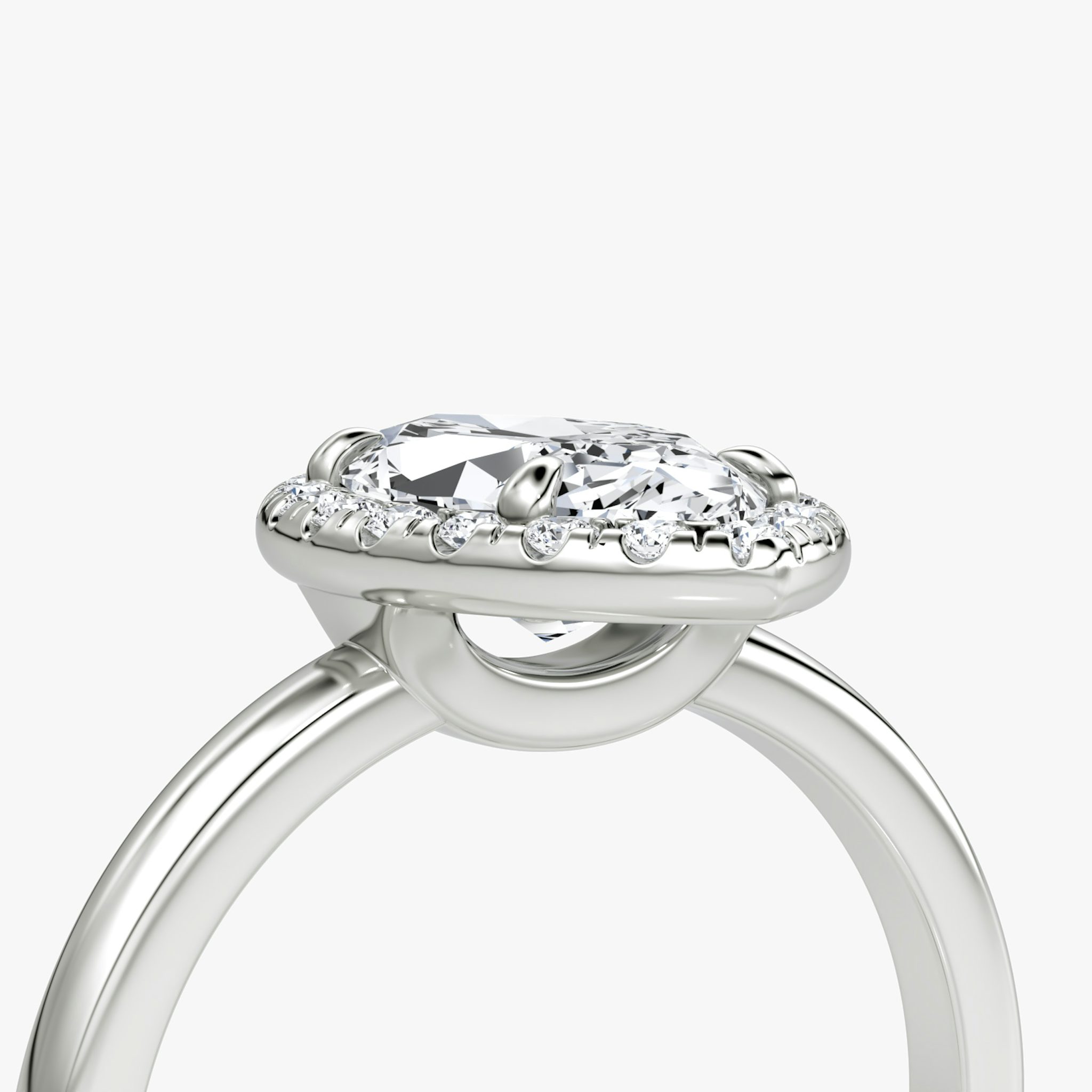The Halo | Marquise | Platinum | bandAccent: Plain | haloSize: original | diamondOrientation: vertical | caratWeight: other