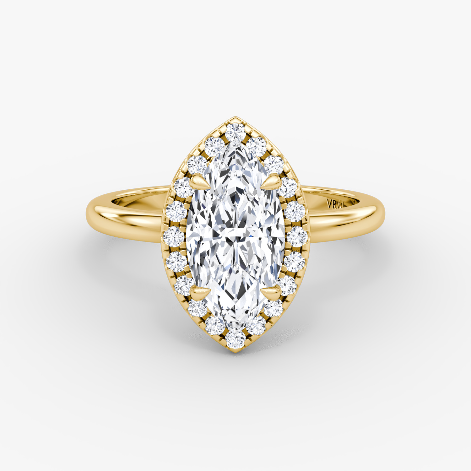The Halo | Marquise | 18k | Yellow Gold | bandAccent: Plain | haloSize: original | diamondOrientation: vertical | caratWeight: other