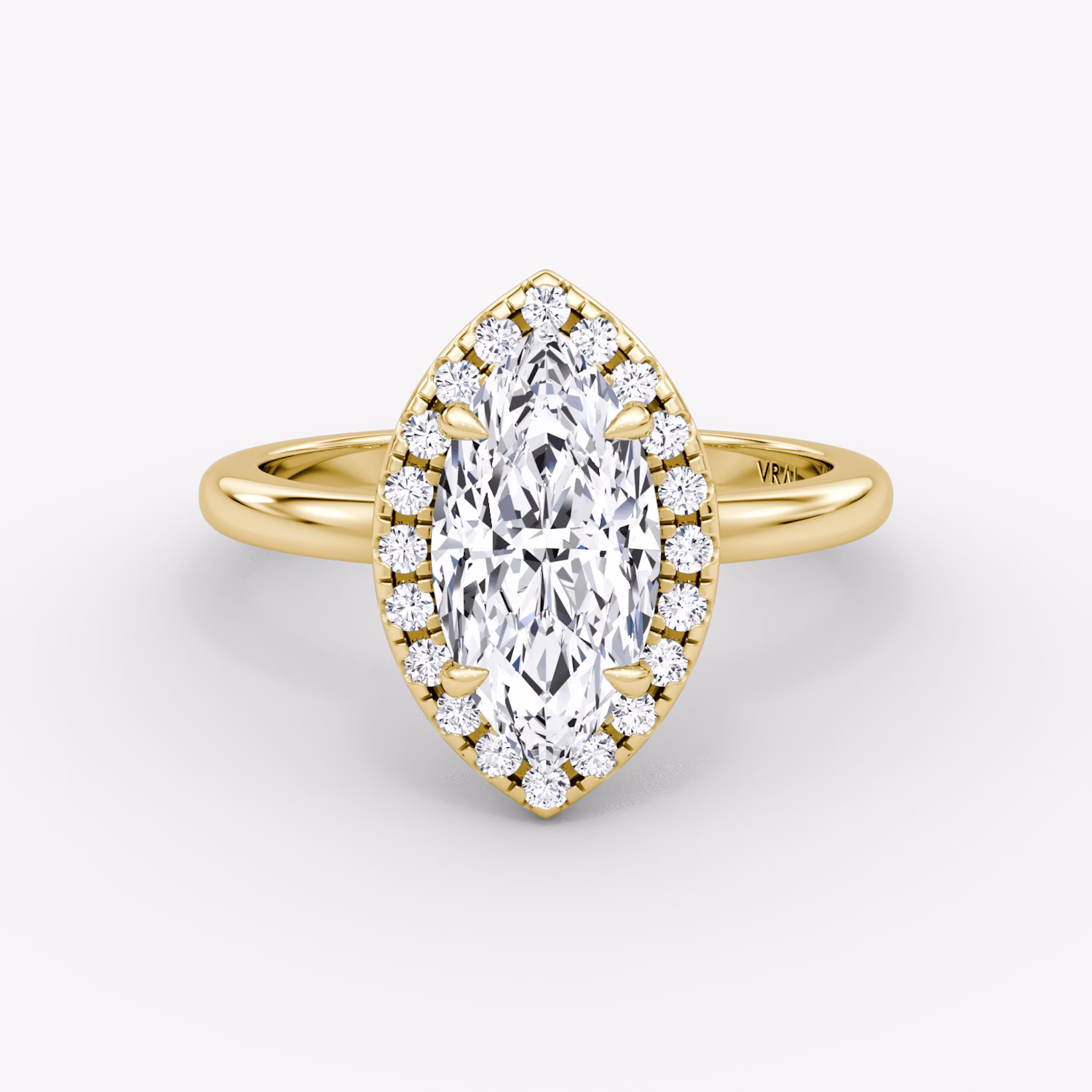 The Halo | Marquise | 18k | Yellow Gold | bandAccent: Plain | haloSize: original | diamondOrientation: vertical | caratWeight: other