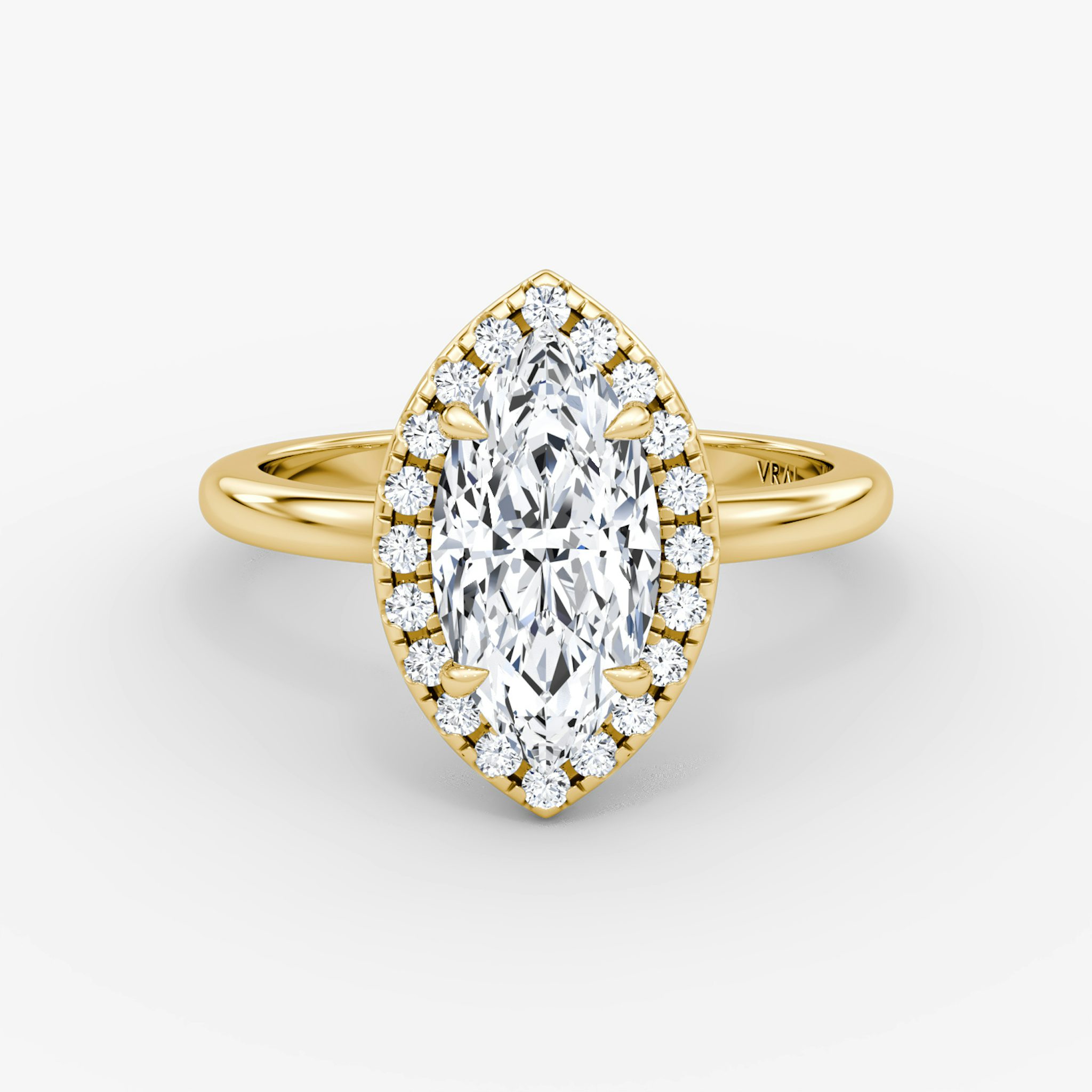 The Halo | Marquise | 18k | Yellow Gold | bandAccent: Plain | haloSize: original | diamondOrientation: vertical | caratWeight: other