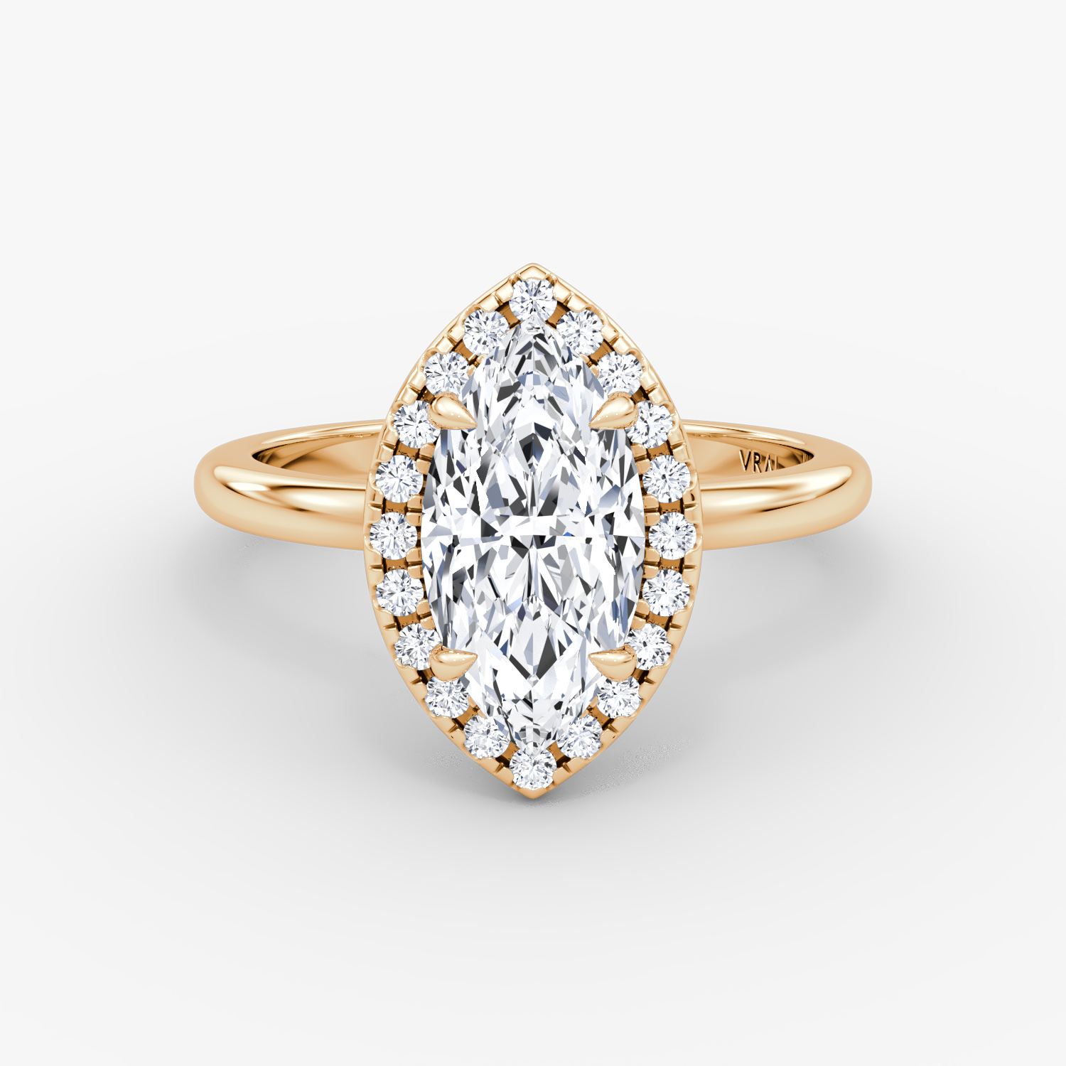 The Halo | Marquise | 14k | Rose Gold | bandAccent: Plain | haloSize: original | diamondOrientation: vertical | caratWeight: other