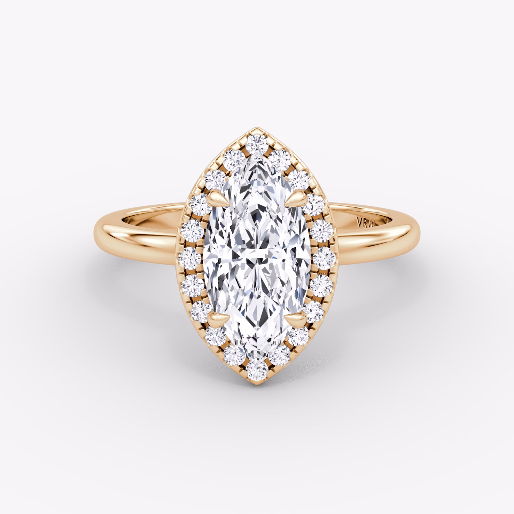 The Halo | Marquise | 14k | Rose Gold | bandAccent: Plain | haloSize: original | diamondOrientation: vertical | caratWeight: other
