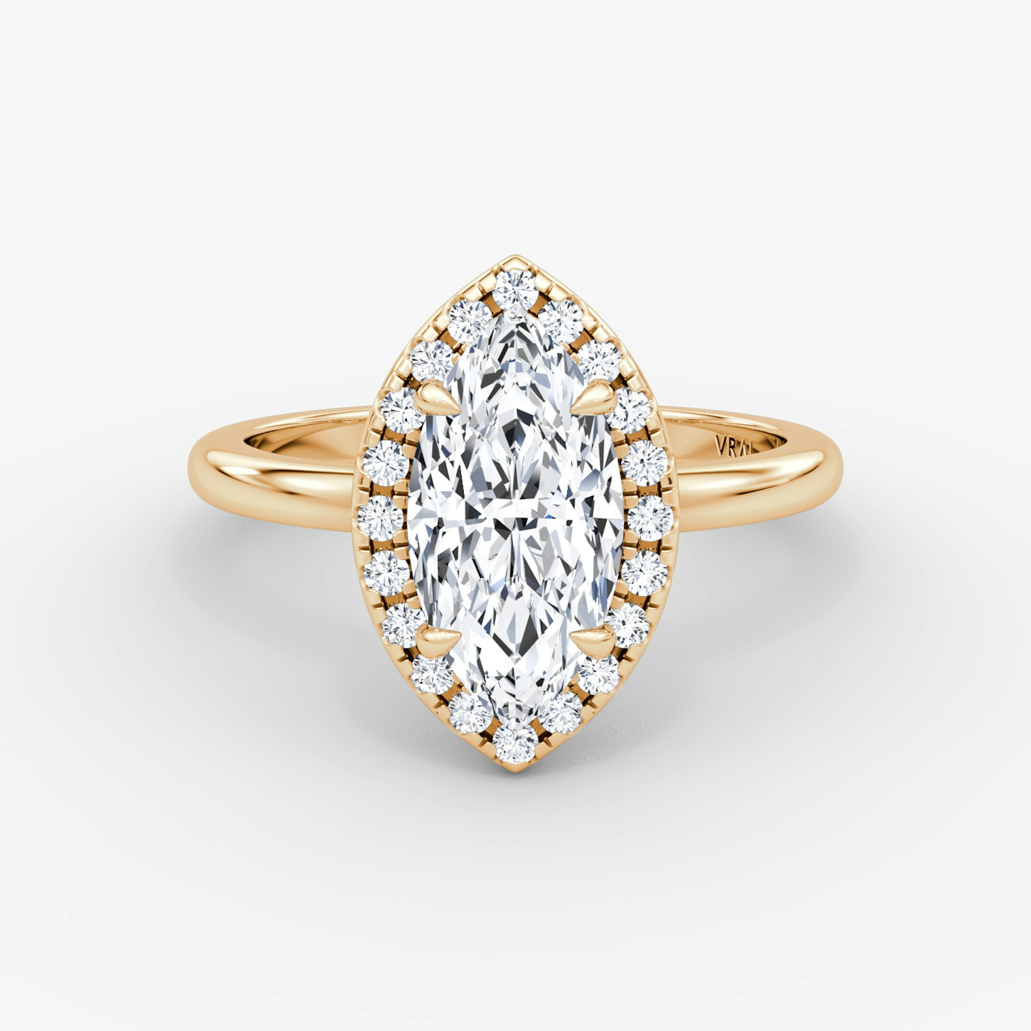 The Halo | Marquise | 14k | Rose Gold | bandAccent: Plain | haloSize: original | diamondOrientation: vertical | caratWeight: other